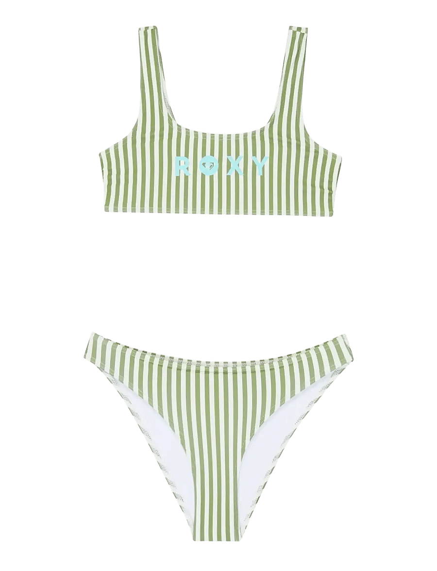 Roxy - BICO ACTIVE RG BRALETTE SET - bikinis - oil green vert moda stripe - 0