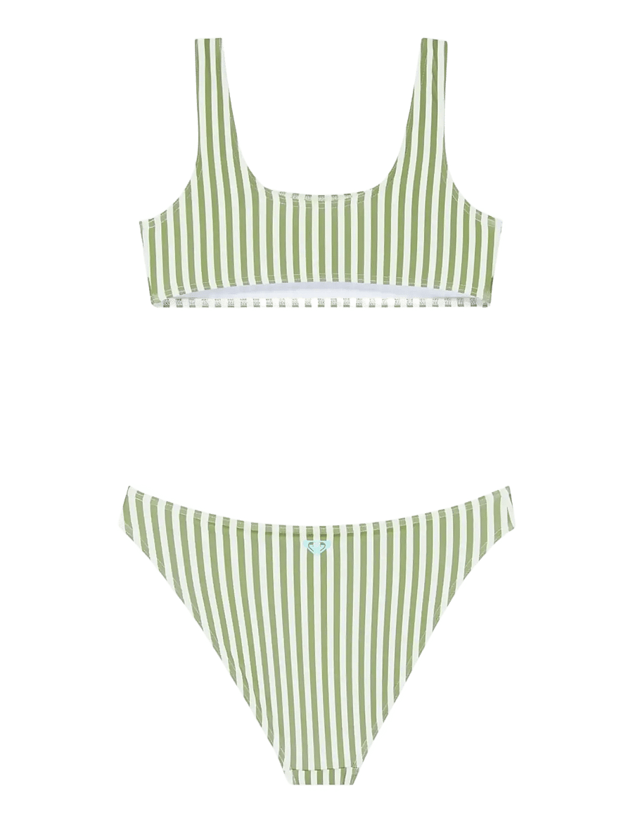 Roxy - BICO ACTIVE RG BRALETTE SET - bikinis - oil green vert moda stripe - 1