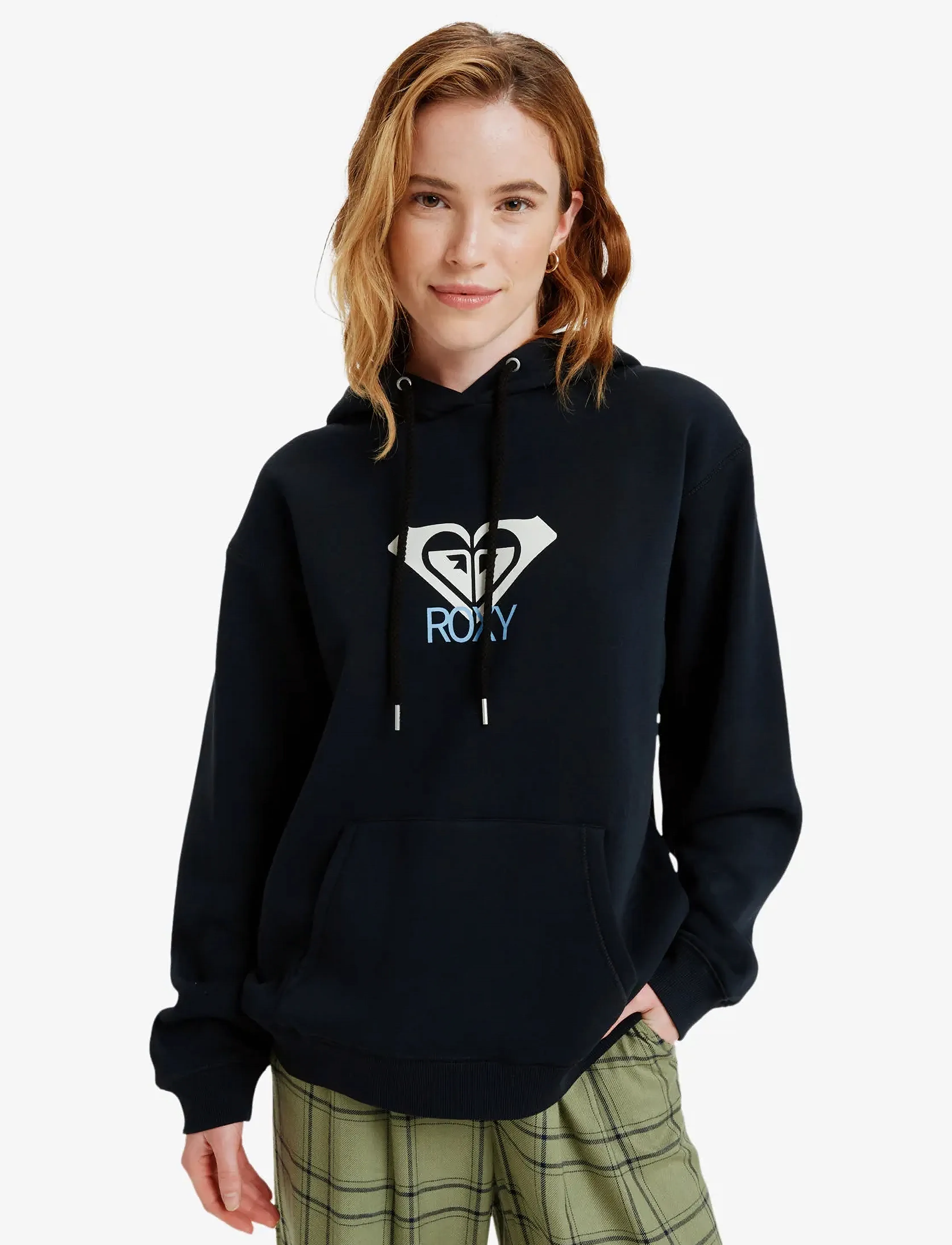 Roxy Surf Stoked Hoodie Brushed Art, Kvinder, Pullover Hættetrøje, Sort, Str: XS