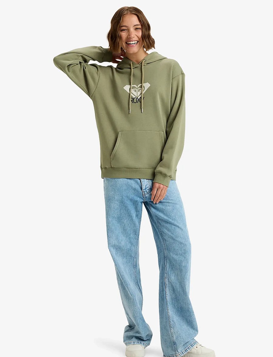 Roxy - SURF STOKED HOODIE BRUSHED ART - sweatshirts - oil green - 4