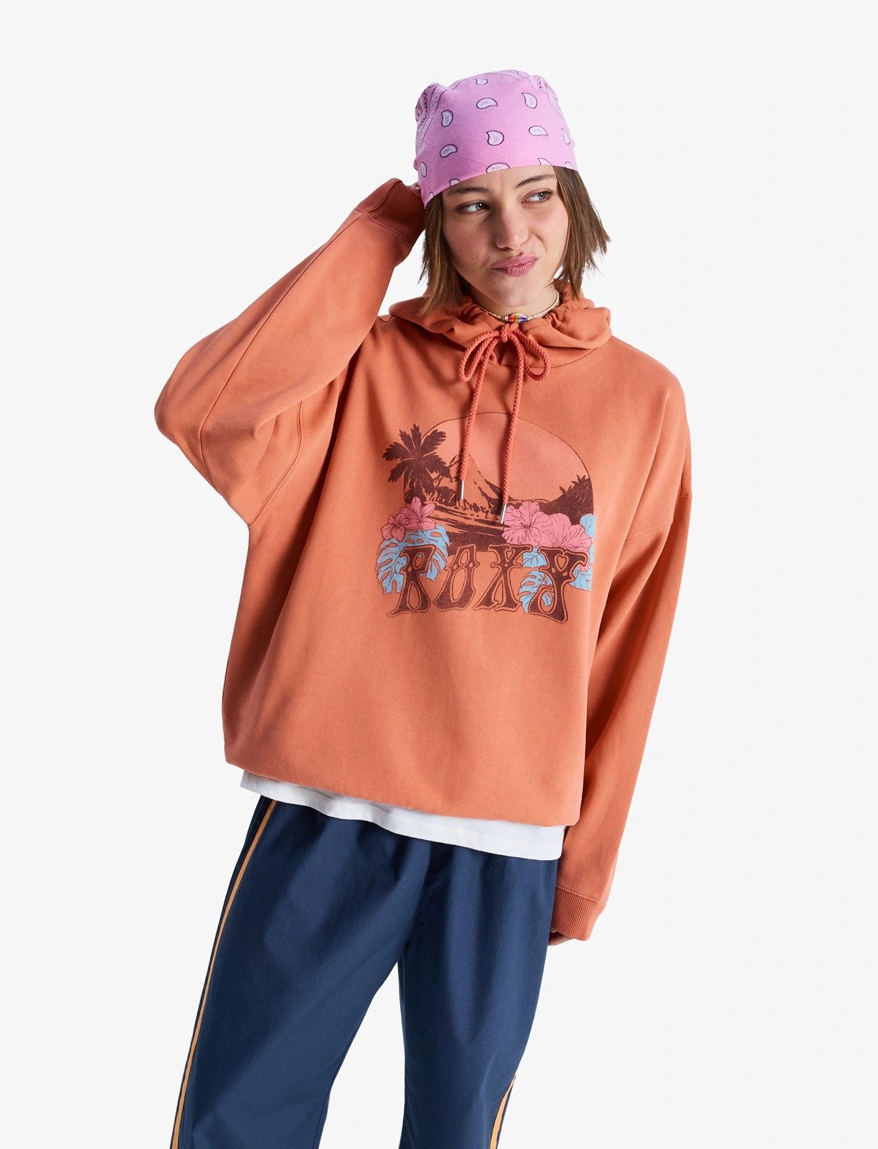 Roxy Lineup Oversized Hoodie, XL, Orange, Sport Sweatshirts & Hoodies > Sport Hoodies, Dame