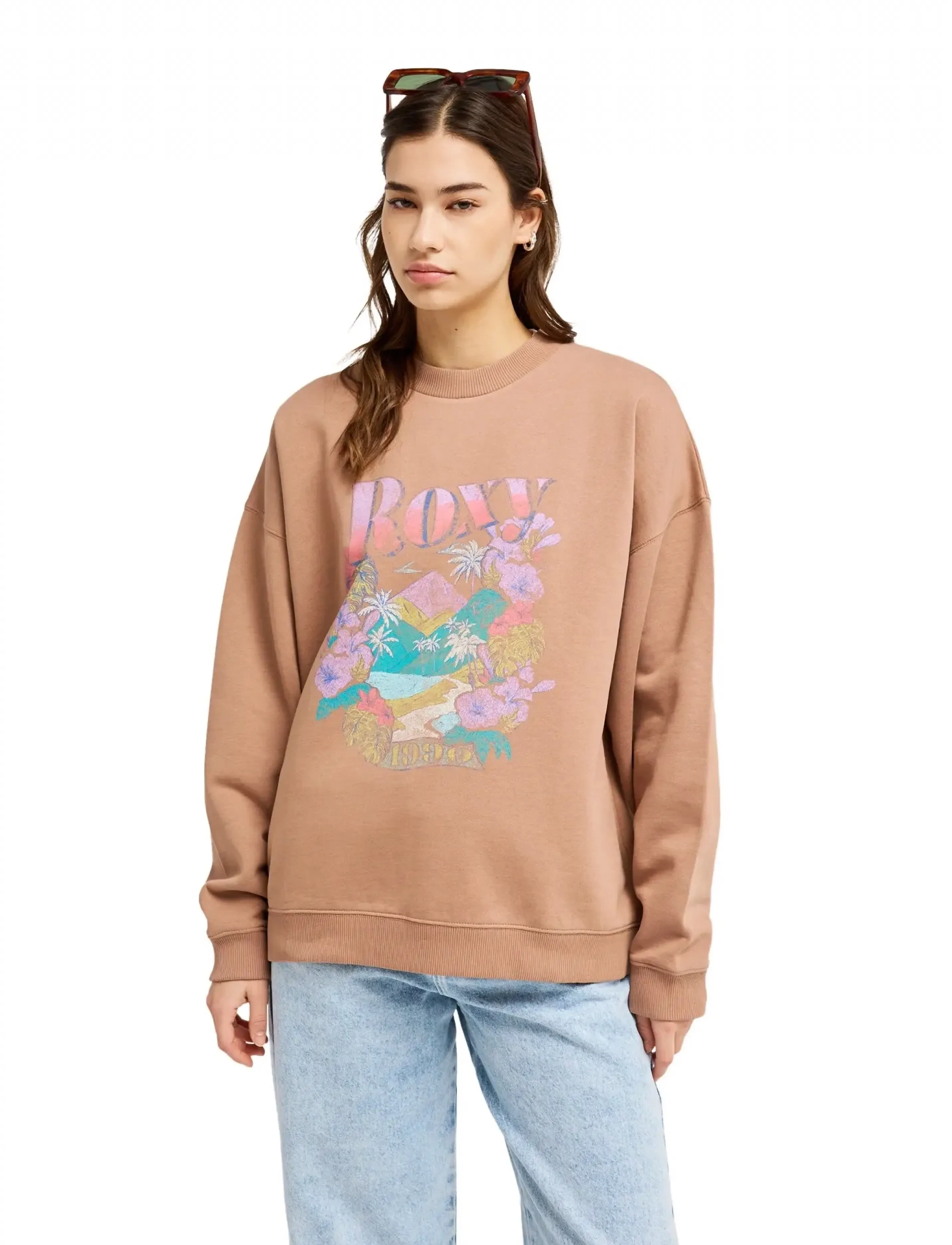 Roxy Lineup Oversized Crew, Kvinder, Oversize Crewneck Sweatshirt, Brun, Str: M