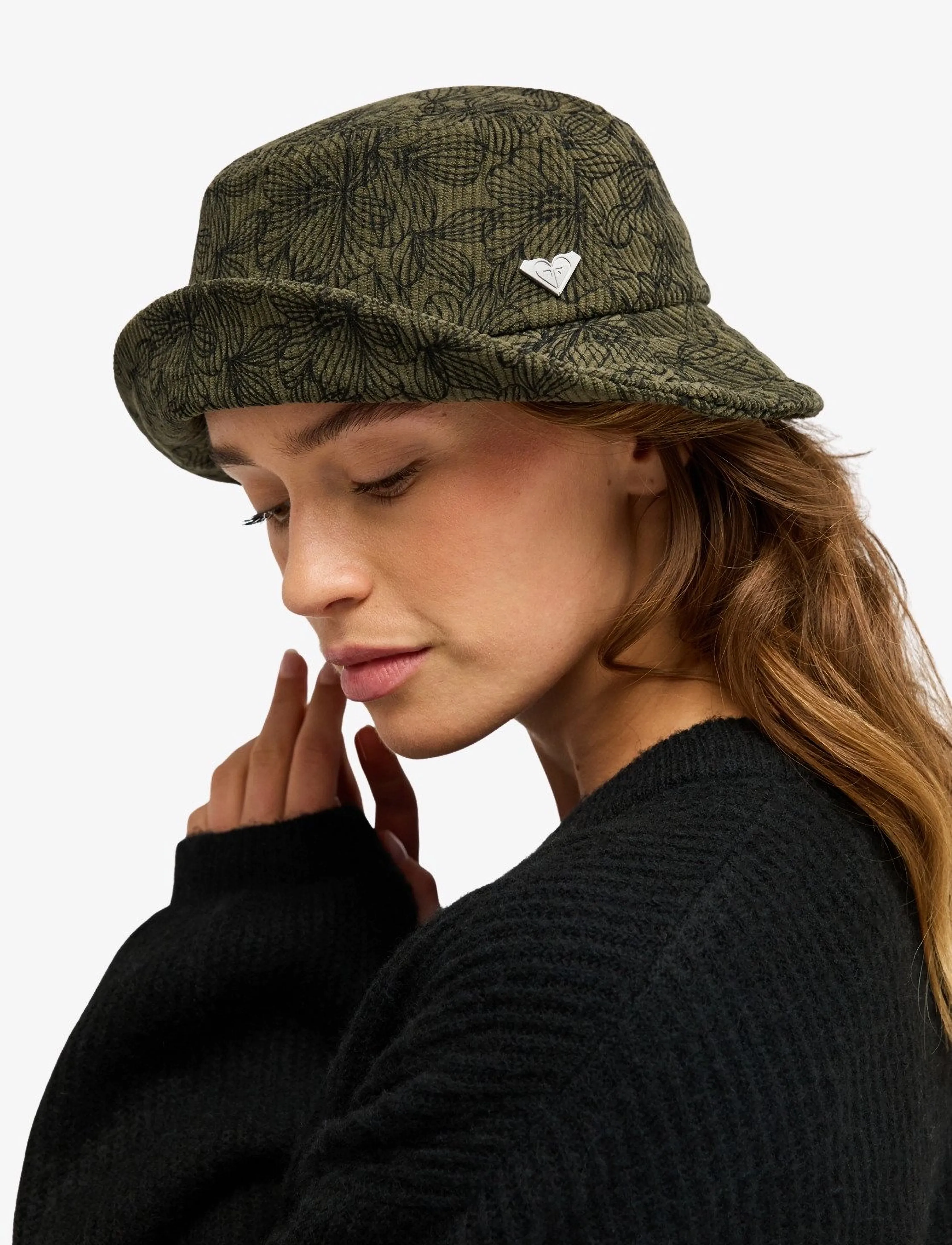 Roxy Bloom Rider Cord Printed Hat, S/M, Green, Hovedbeklædning > Hatte, Dame
