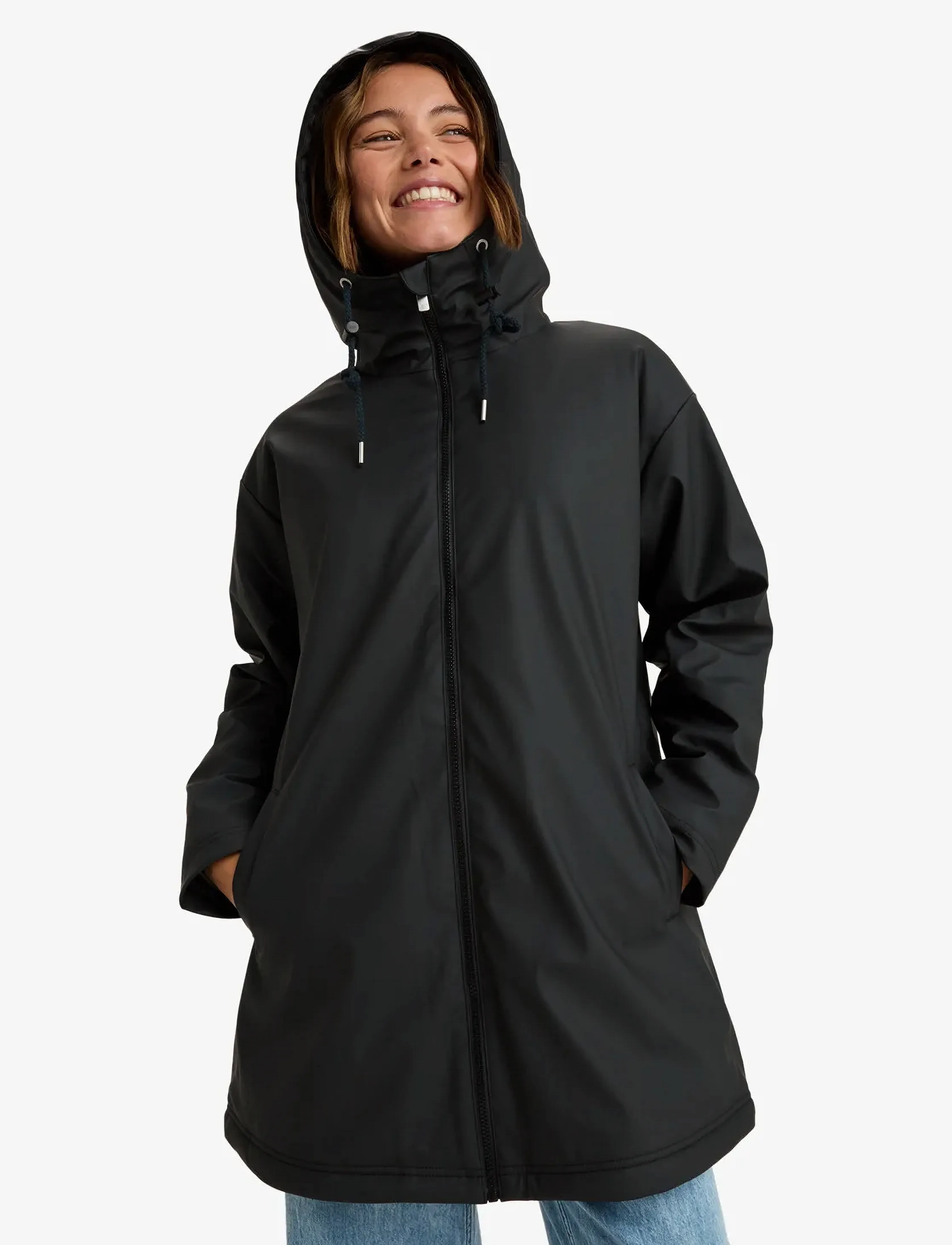 Roxy Rain Road Polar Zip, L, Black, Sport Rainwear > Sport Raincoats, Dame