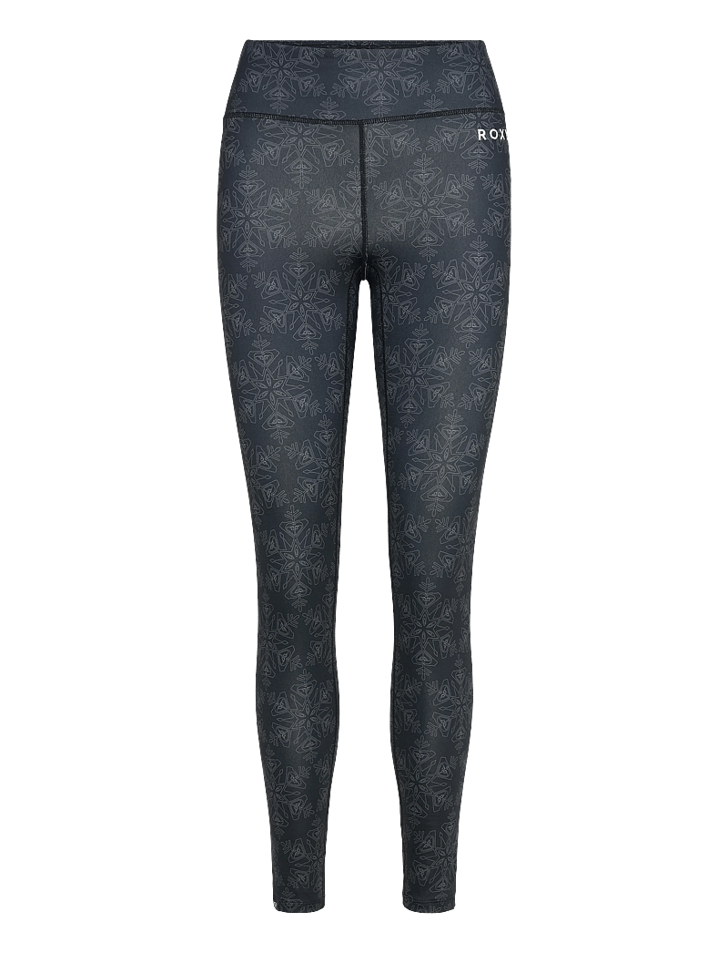 Roxy - DAYBREAK BRUSHED PANTS - aluskihina kantavad püksid - true black snowflakes - 1