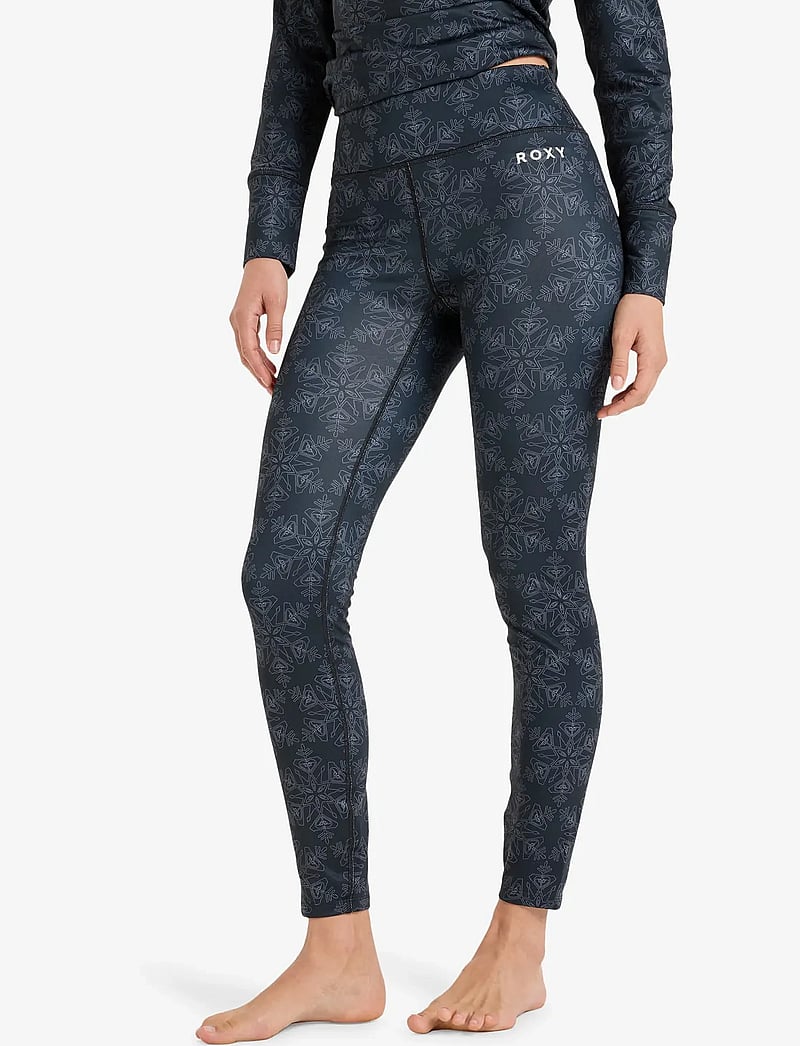 Roxy - DAYBREAK BRUSHED PANTS - aluskihina kantavad püksid - true black snowflakes - 5