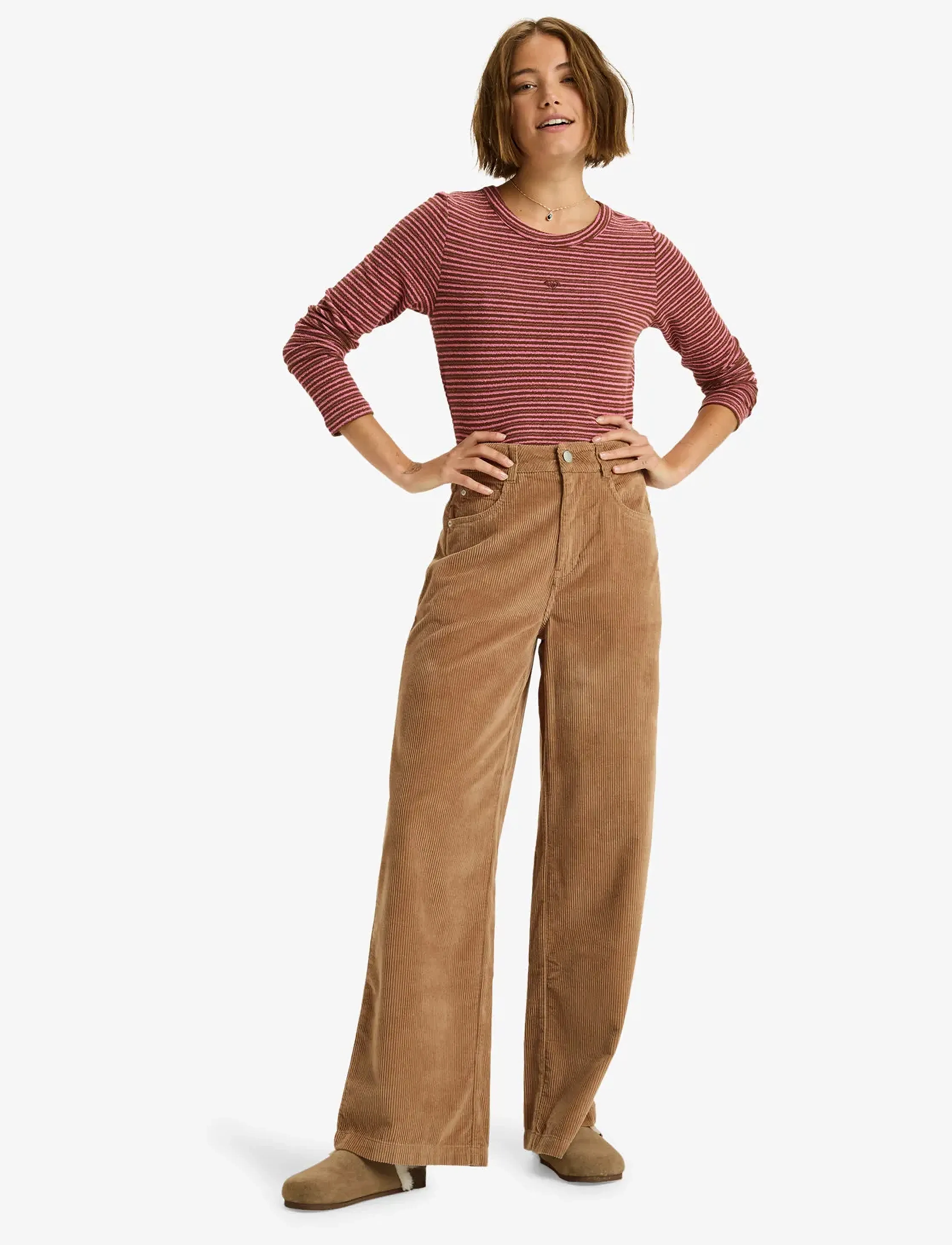 Roxy Surf On Cloud Cord, Kvinder, Brede Fløjlsbukser, Beige, Str: 31