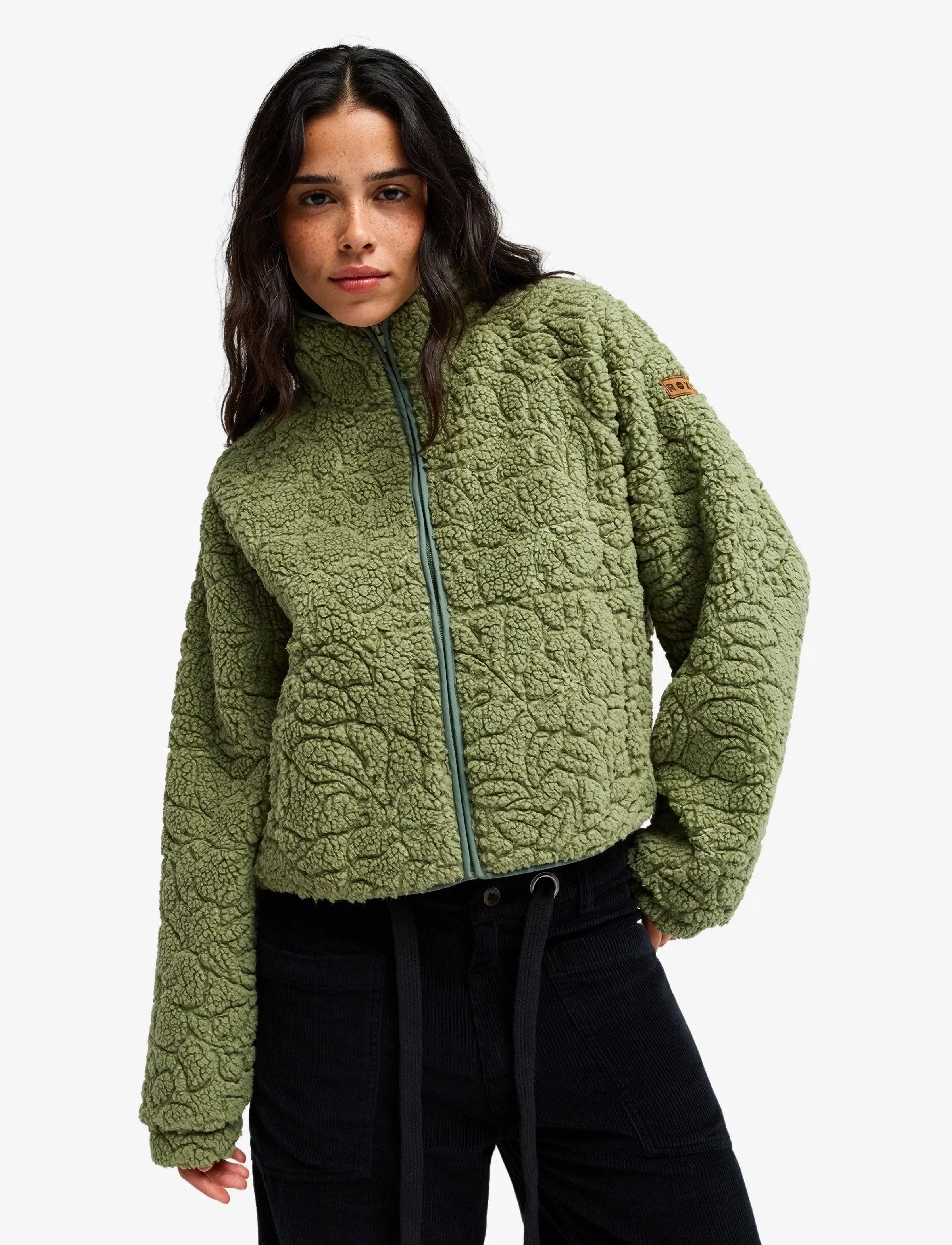 Roxy - BLURRY CLOUD - tops - oil green outline mo - 0