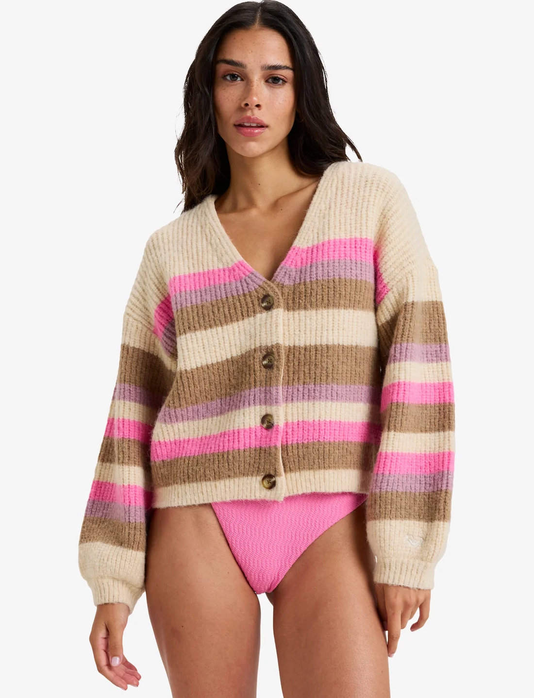 Roxy - MARBLE TILES STRIPE - dressipluusid ja pusad - parchment - 0