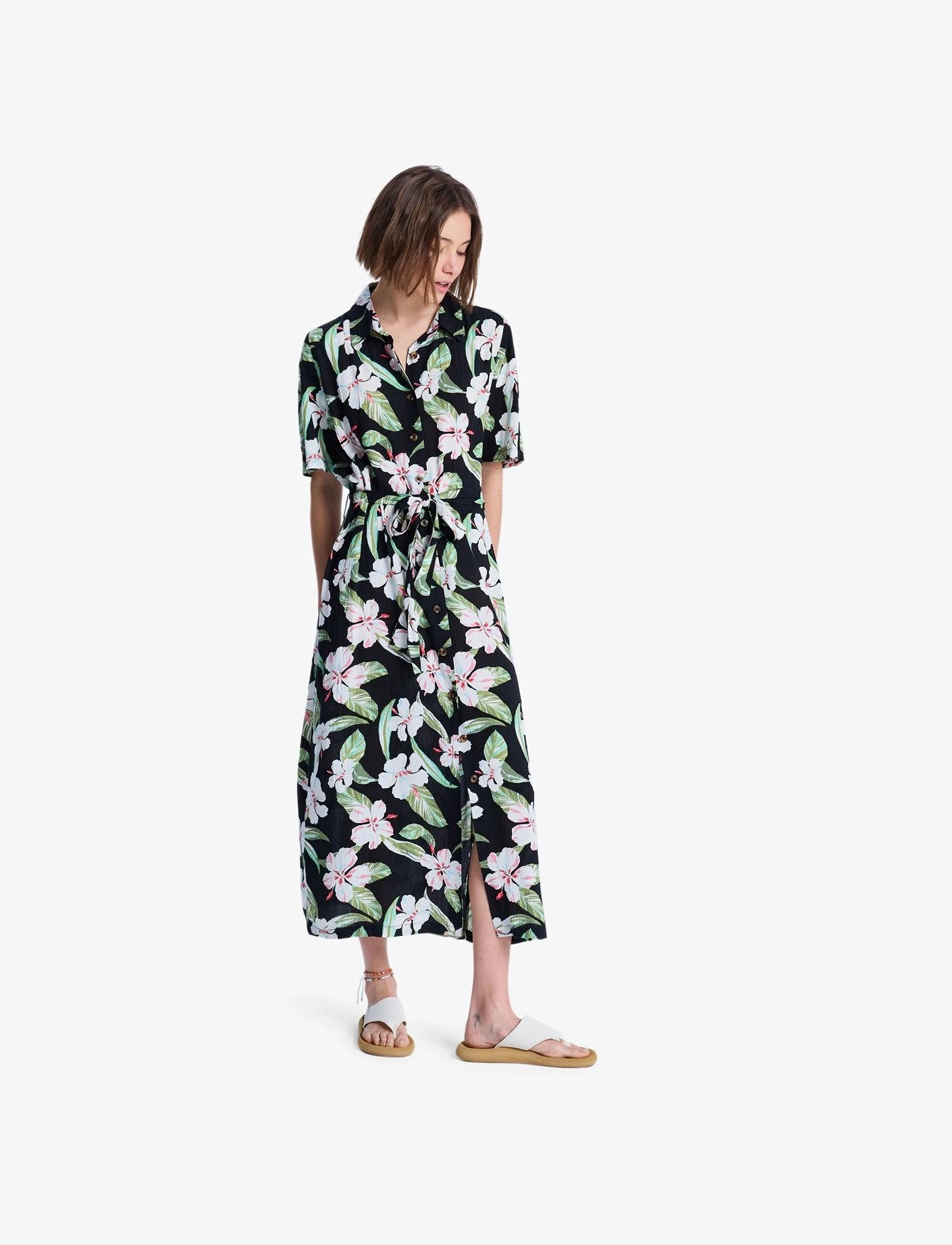 Roxy Island Escape Printed, M, Sport Kleider & Röcke, Schwarz - Dresses, Frauen