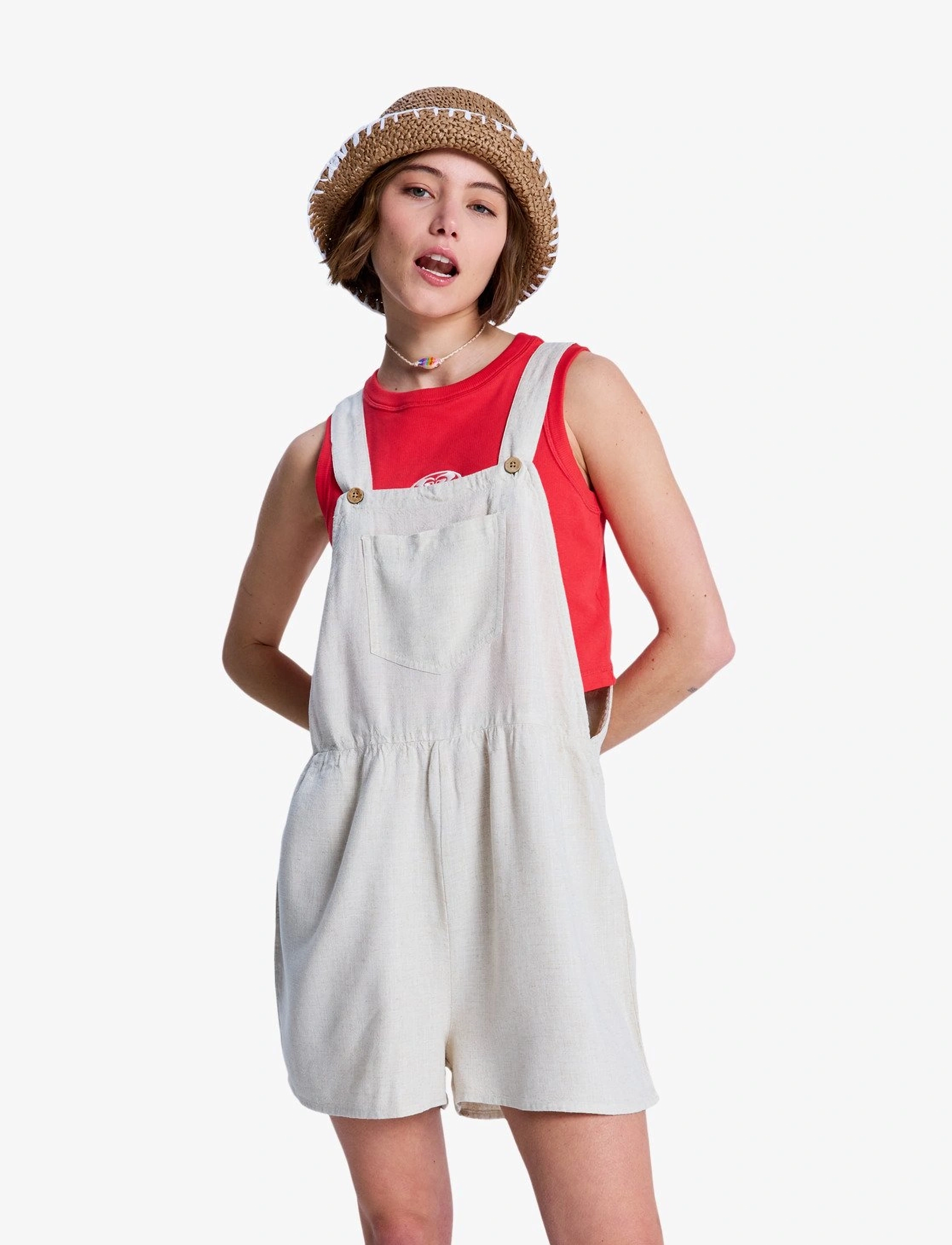 Roxy Easy Isle Mini Jumper, Kvinder, Kort Overall Playsuit, Cream, Str: XS