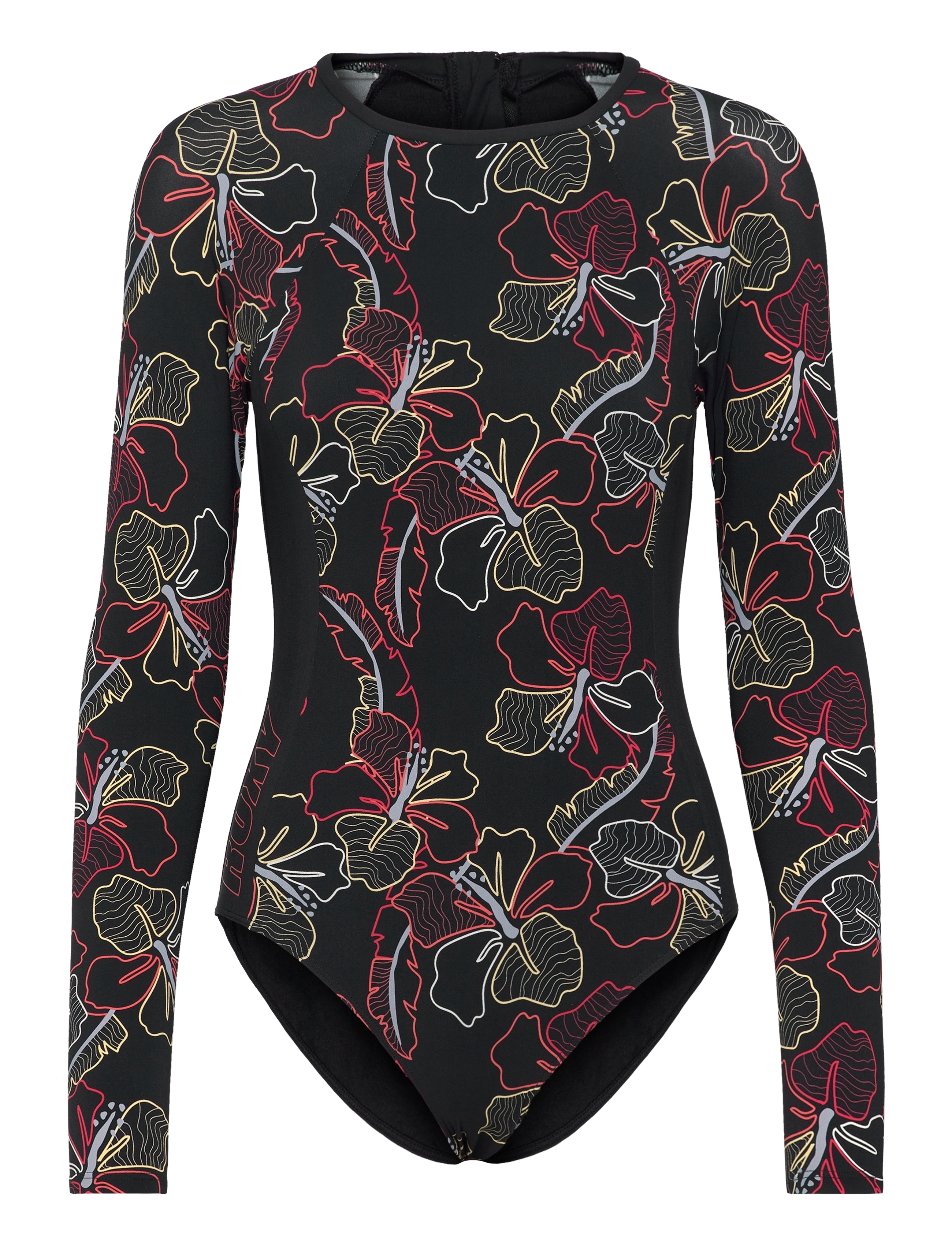Roxy ROXY ACTIVE ONESIE PT - Badeanzüge - ANTHRACITE ATHLETIC HIBISCUS / black