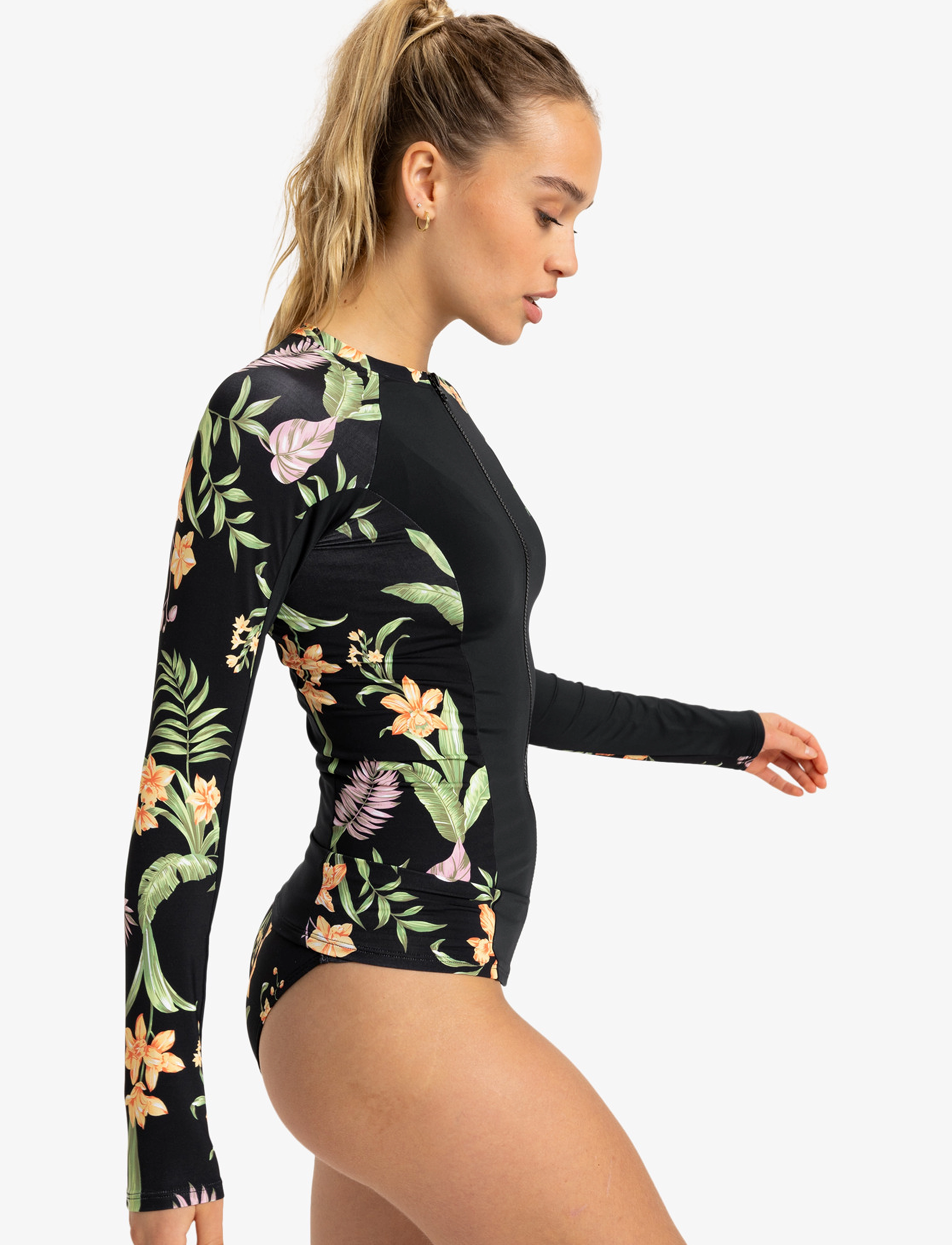 Roxy - LS ZIP LYCRA - anthracite island escape - 5