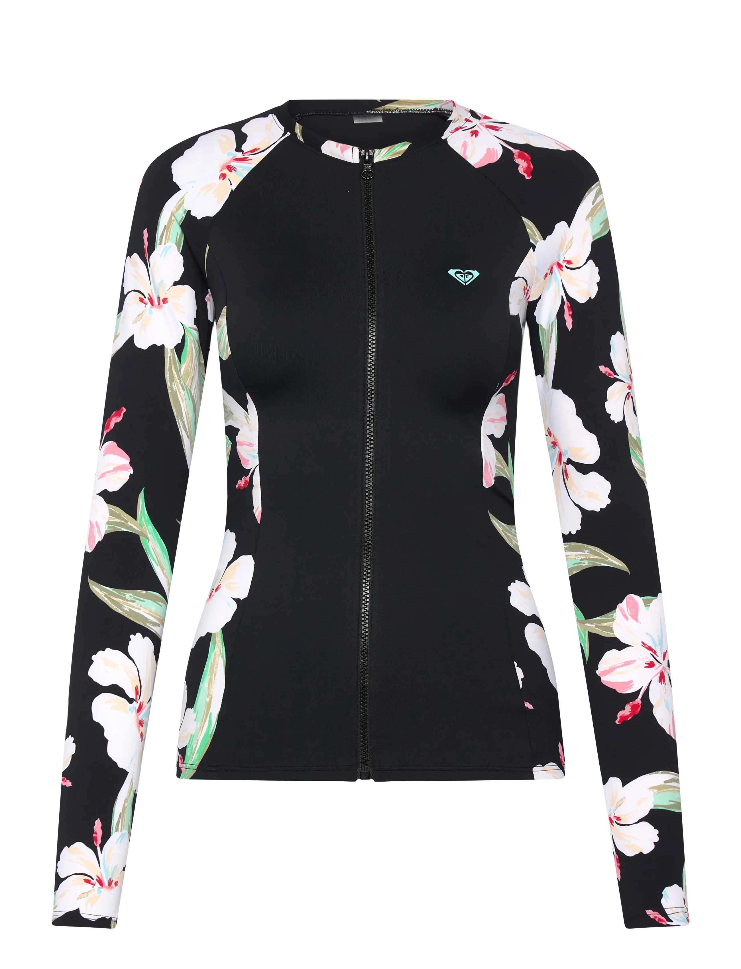 Roxy LS ZIP LYCRA - Badeanzüge - ANTHRACITE SPRING CHARMING / black