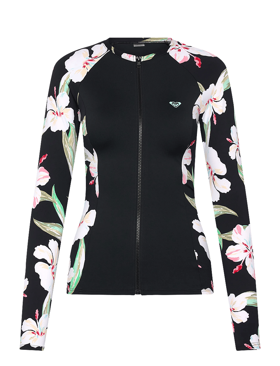 Roxy - LS ZIP LYCRA - ujumistrikood - anthracite spring charming - 1