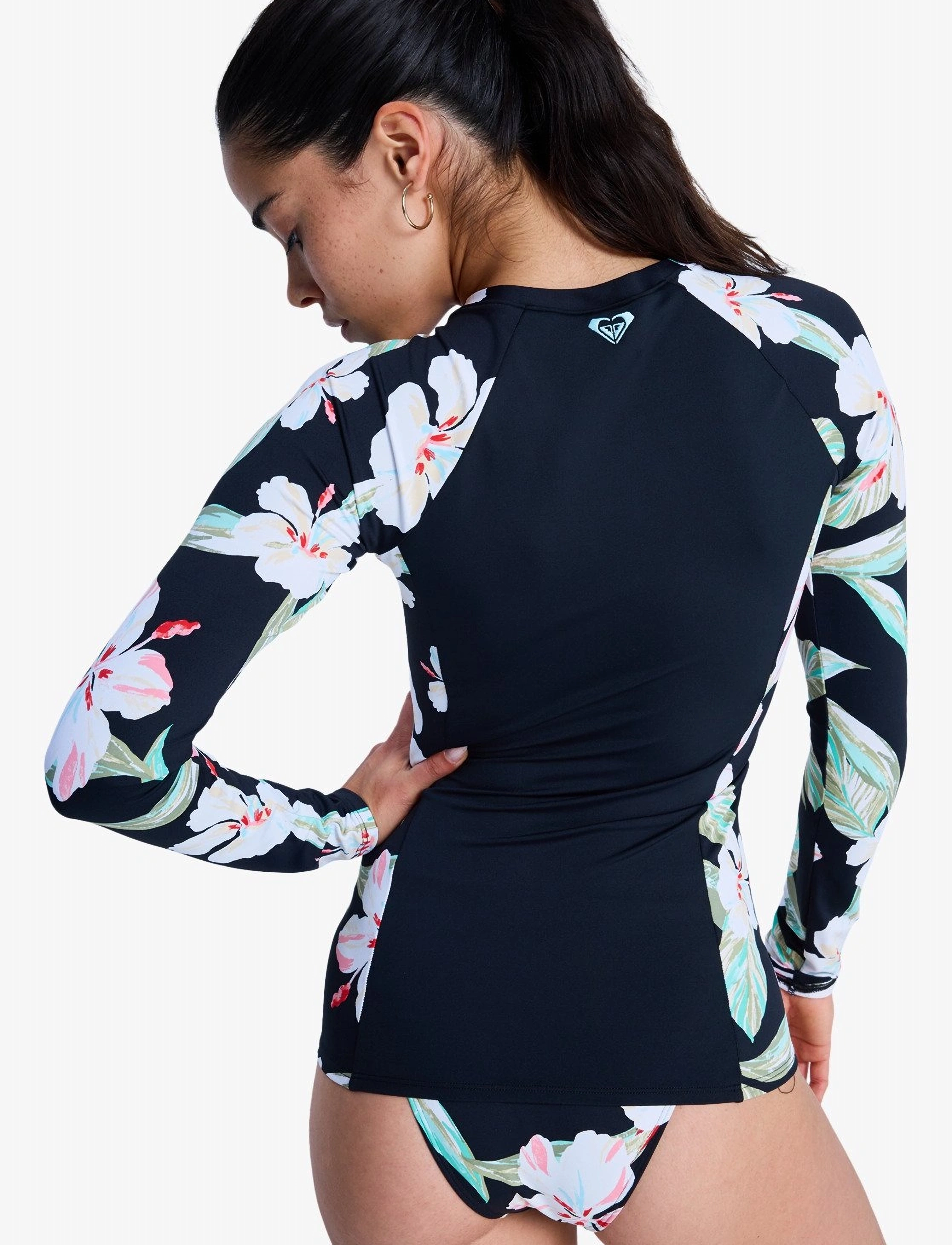 Roxy - LS ZIP LYCRA - ujumistrikood - anthracite spring charming - 3