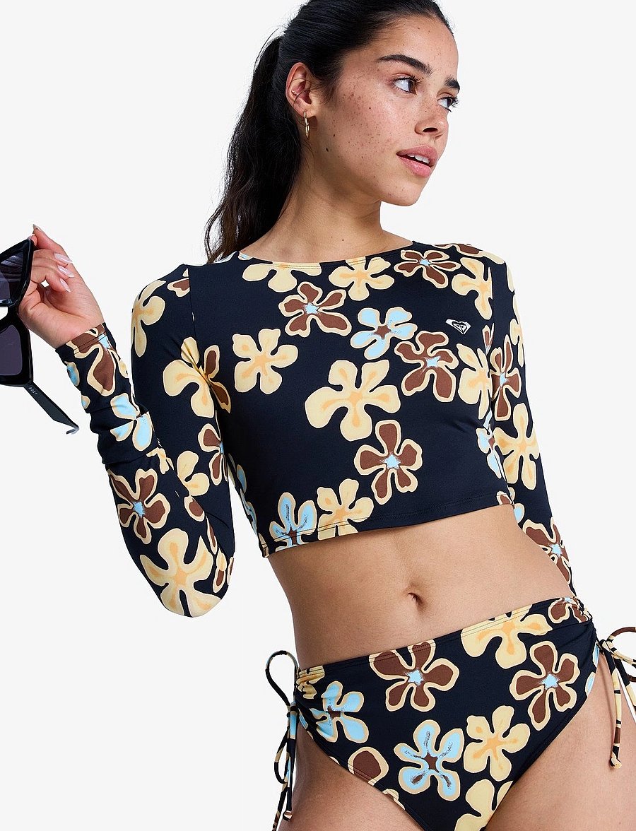 Roxy - THE BEACH BABE LS CROP - maudymosi drabužiai - anthracite nostalgic feels - 5