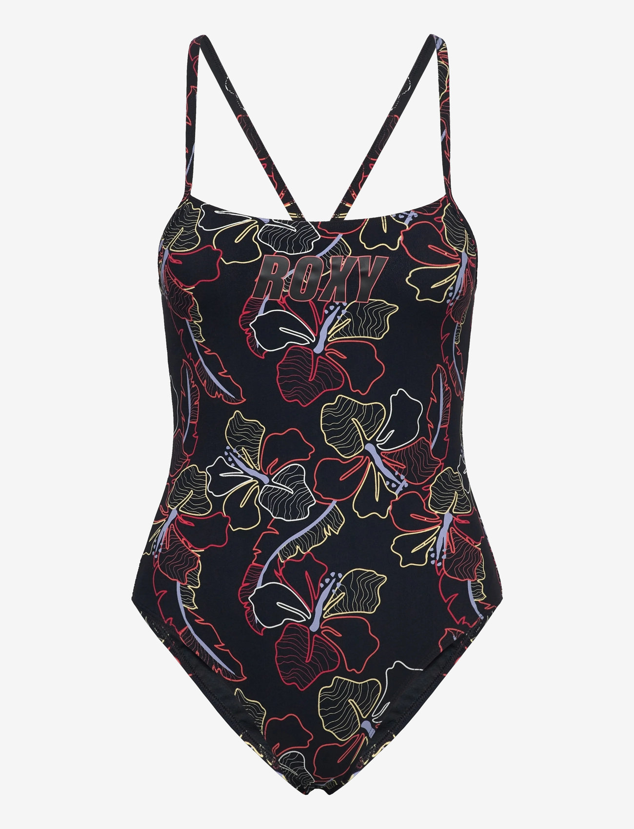 Roxy - ROXY ACTIVE BASIC ONE PIECE PT - swimsuits - anthracite athletic hibiscus - 0