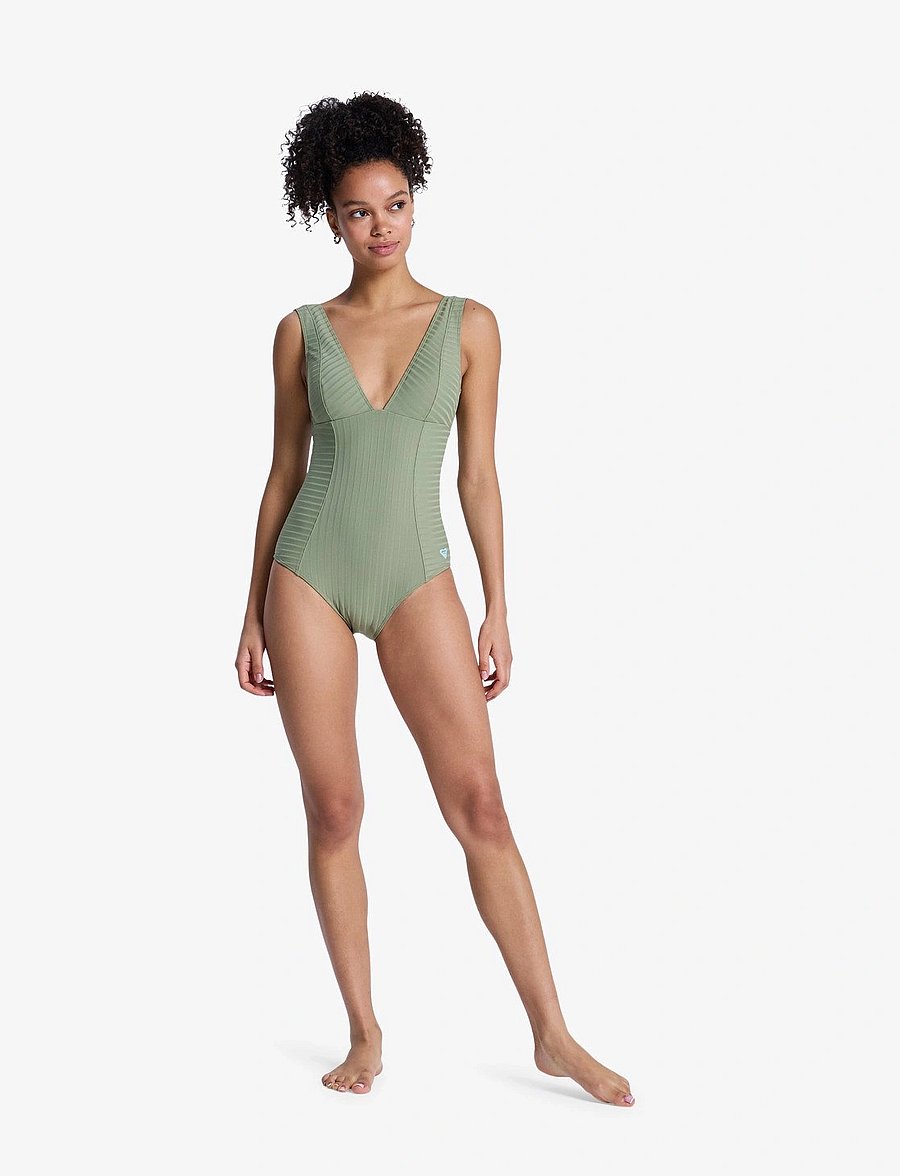 Roxy - ROXY LOVE ELONGATED ONE PIECE - ujumistrikood - oil green - 4
