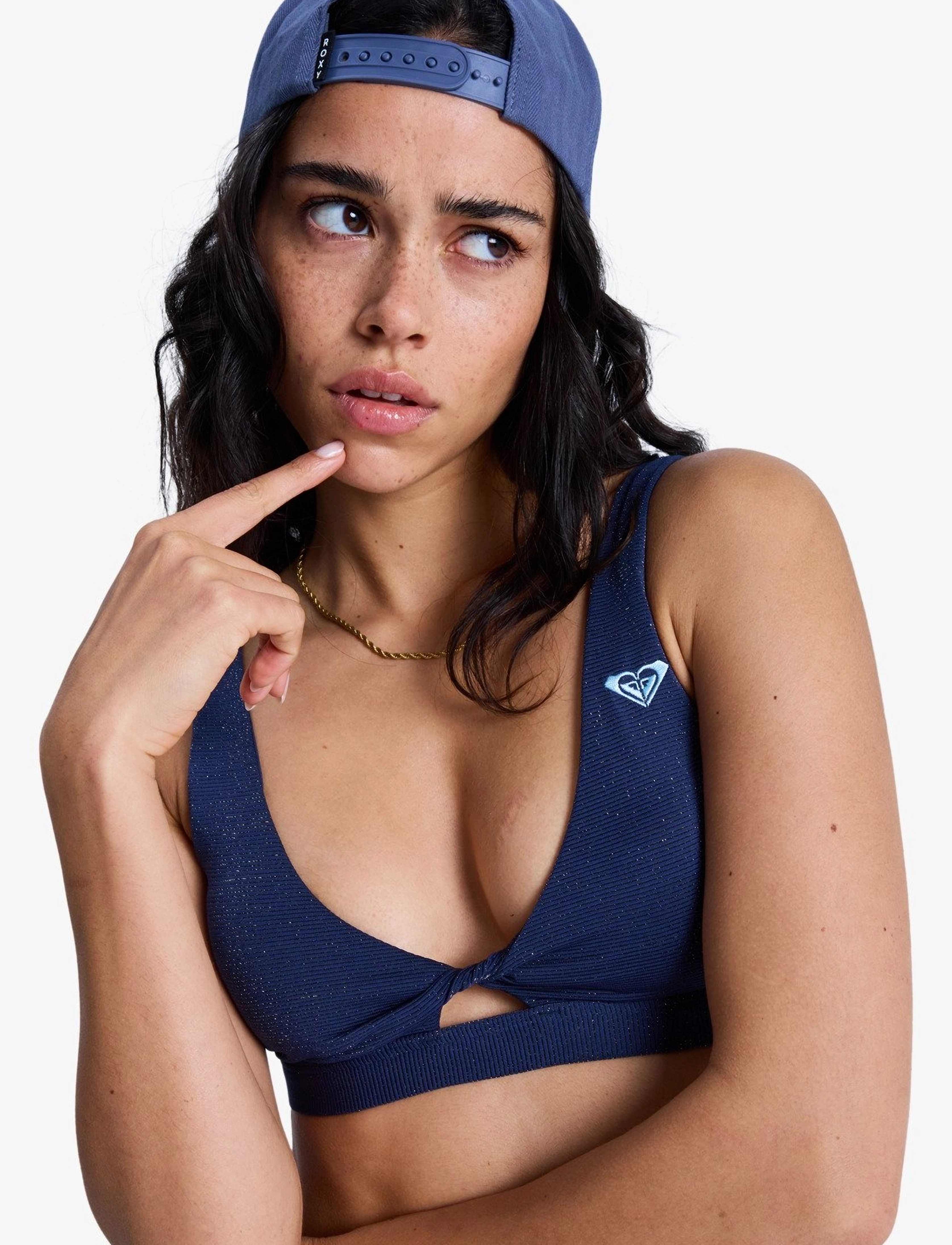 Roxy Roxy Shine Elongated Bra, L, Navy, Sport Badetøj > Sport Bikinis, Dame