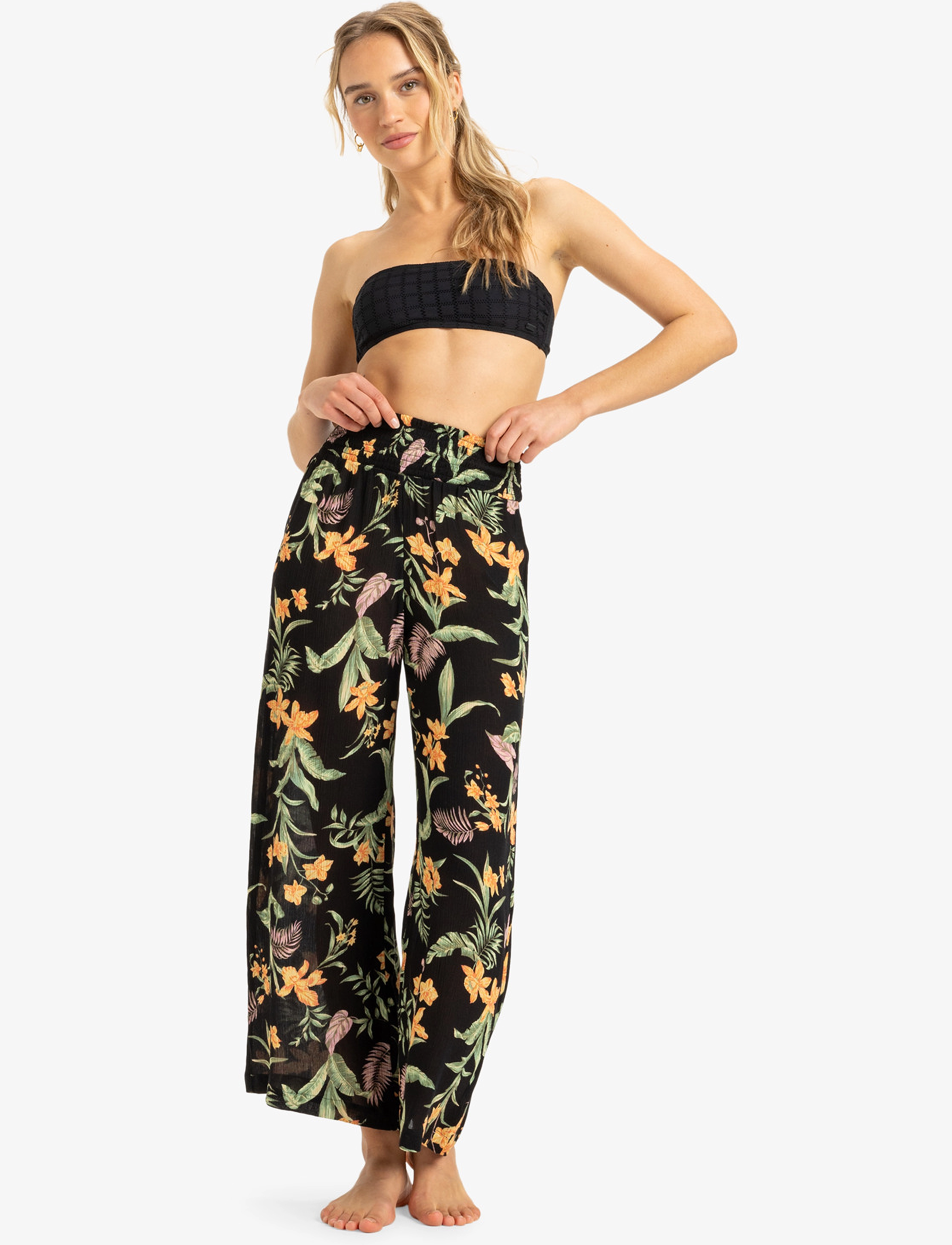 Roxy ALONG THE BEACH PRINTED - Joggingbukser - ANTHRACITE ISLAND ESCAPE / black