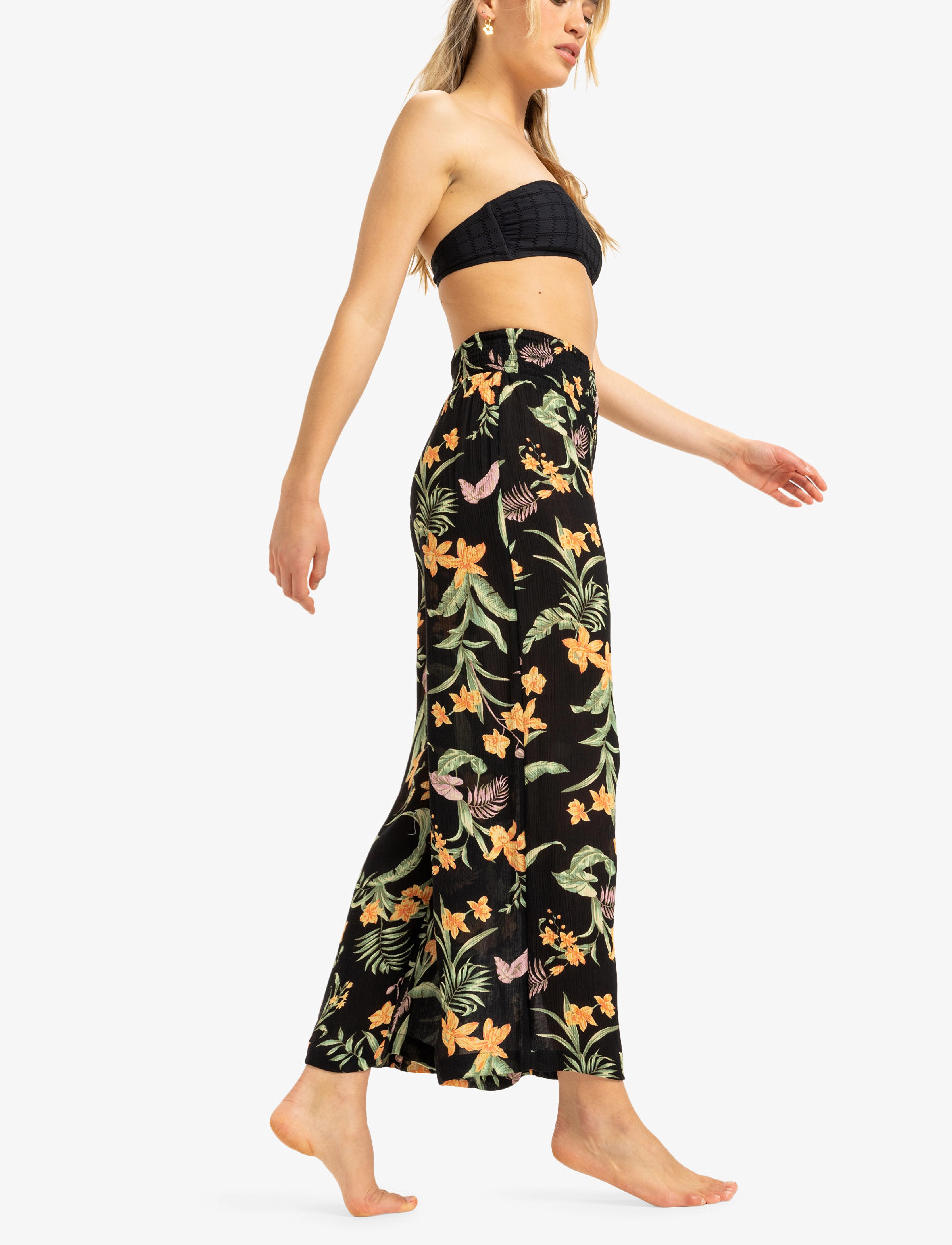 Roxy - ALONG THE BEACH PRINTED - casual trousers - anthracite island escape - 5