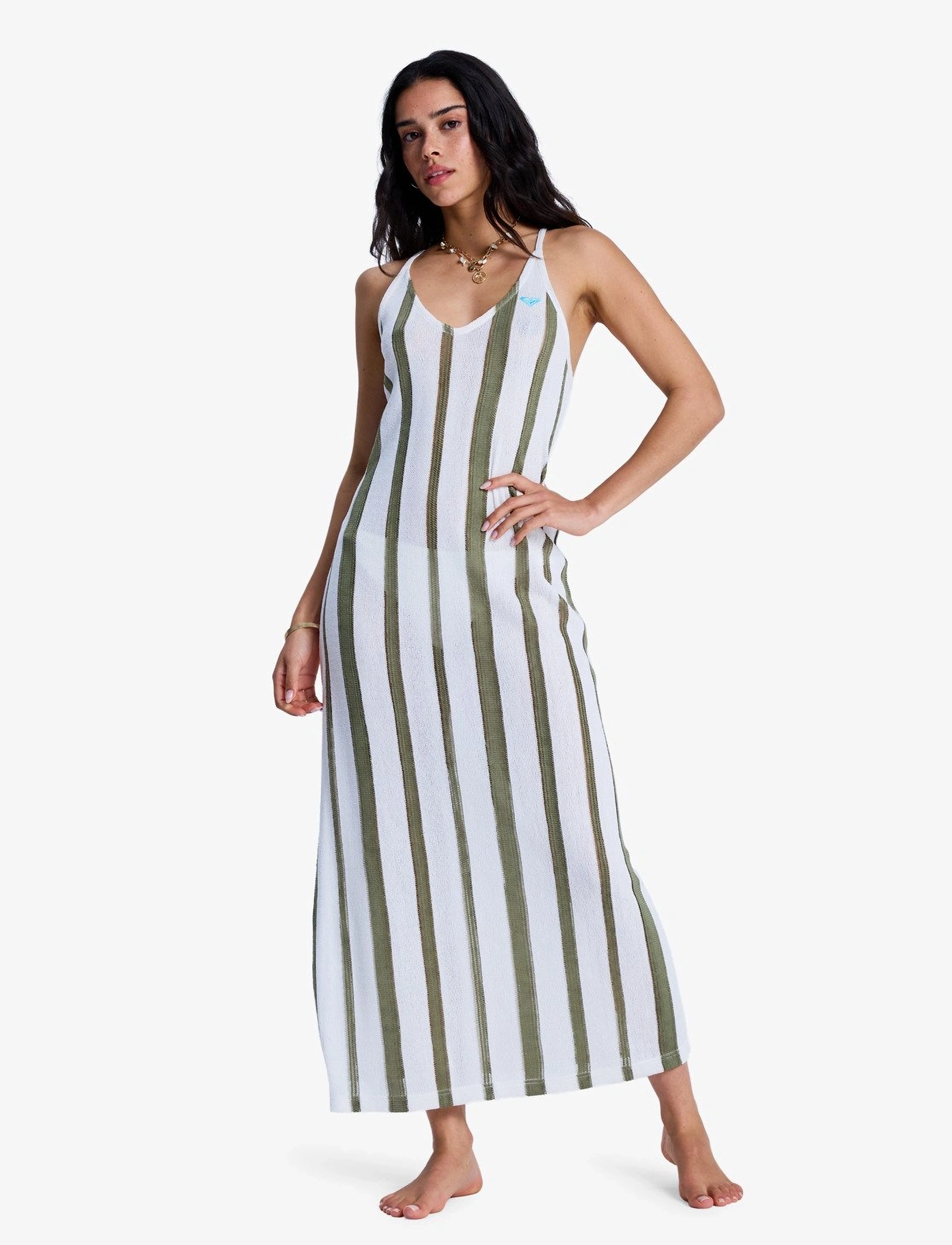Roxy Nalu Sunset Dress, Kvinder, Strikket Maxikjole, Kakigrøn, Str: XXL