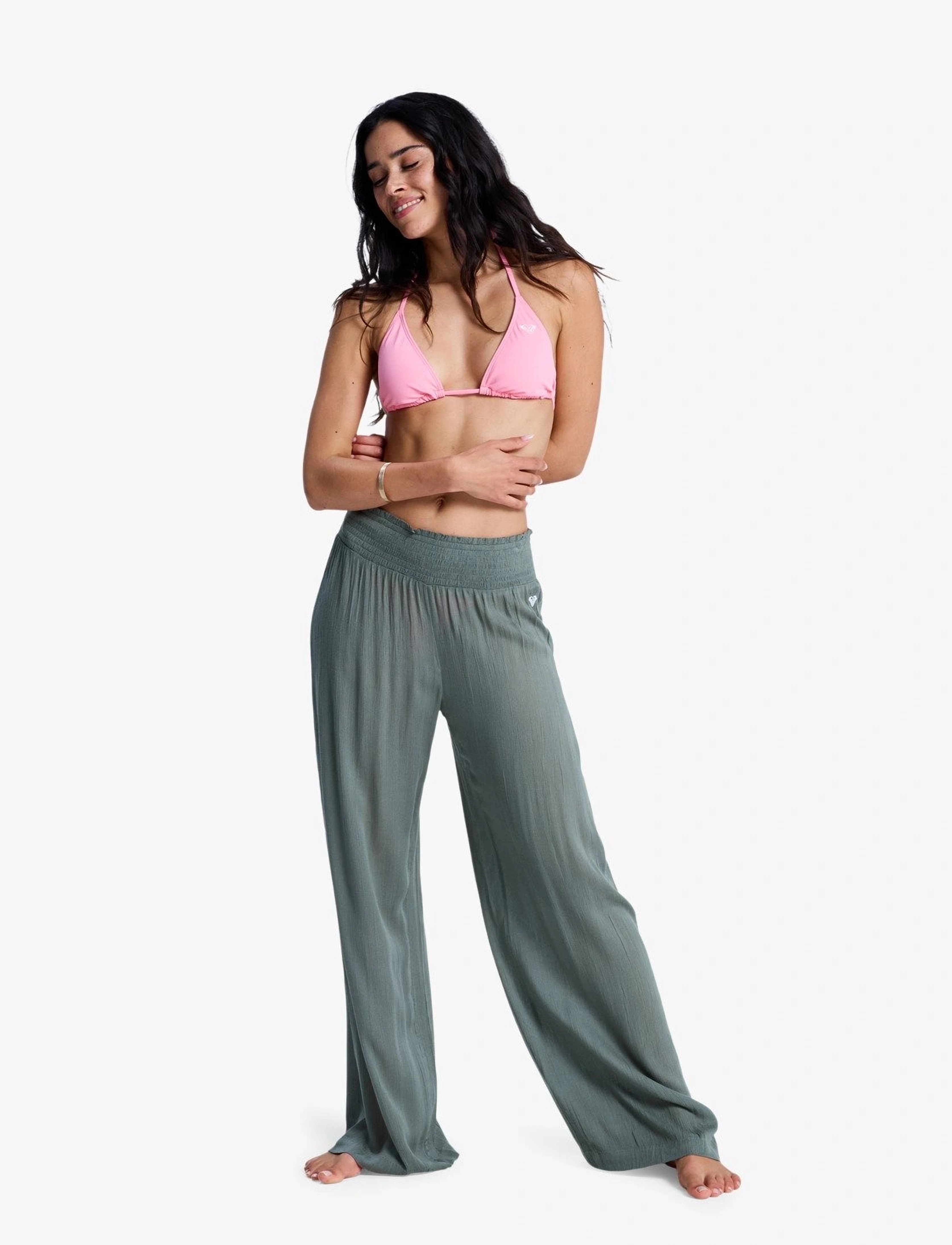 Roxy Along The Sunset, L, Sport Pants, Khakigrün - Casual Trousers, Frauen