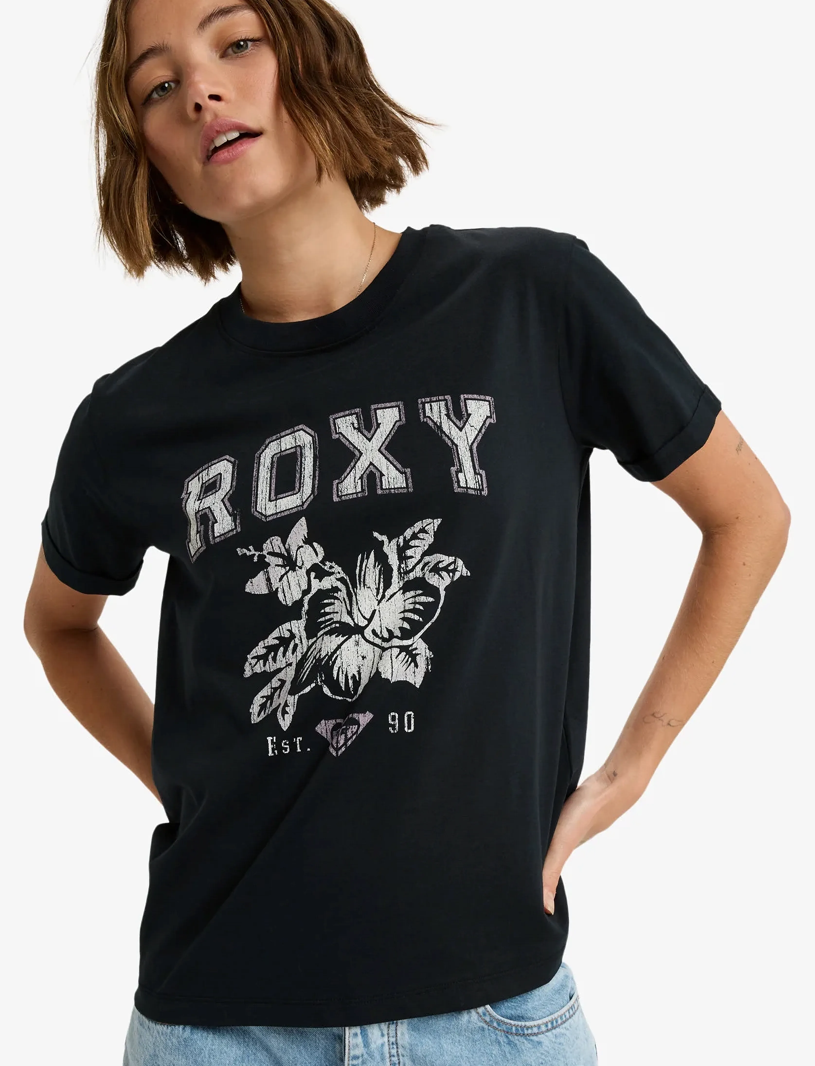 Roxy OCEANREGULAR POSTER - T-Shirts & Tops - ANTHRACITE / navy
