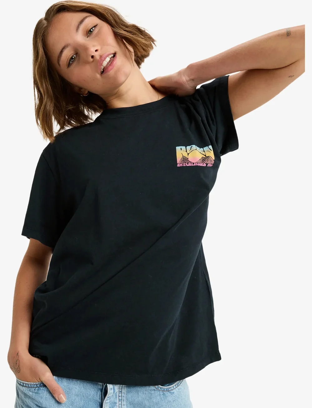 Roxy - SUNNYOVERSIZE OPTIC WASH - t-shirts - anthracite - 0