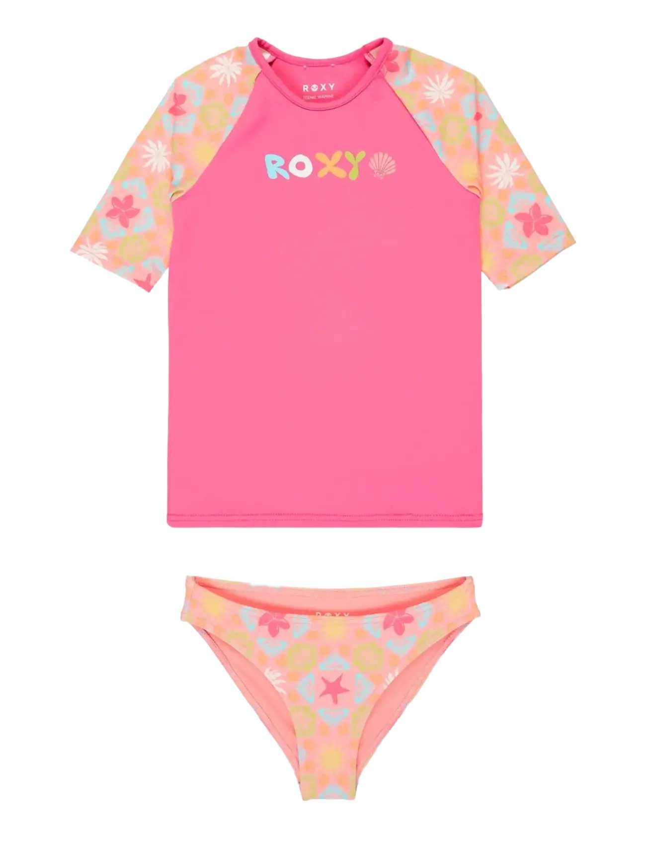 Roxy CHECK TW SS LYCRA SET - Badedragter - PLUMERIA HIPPIE HOUR DIAGONAL / pink/rose