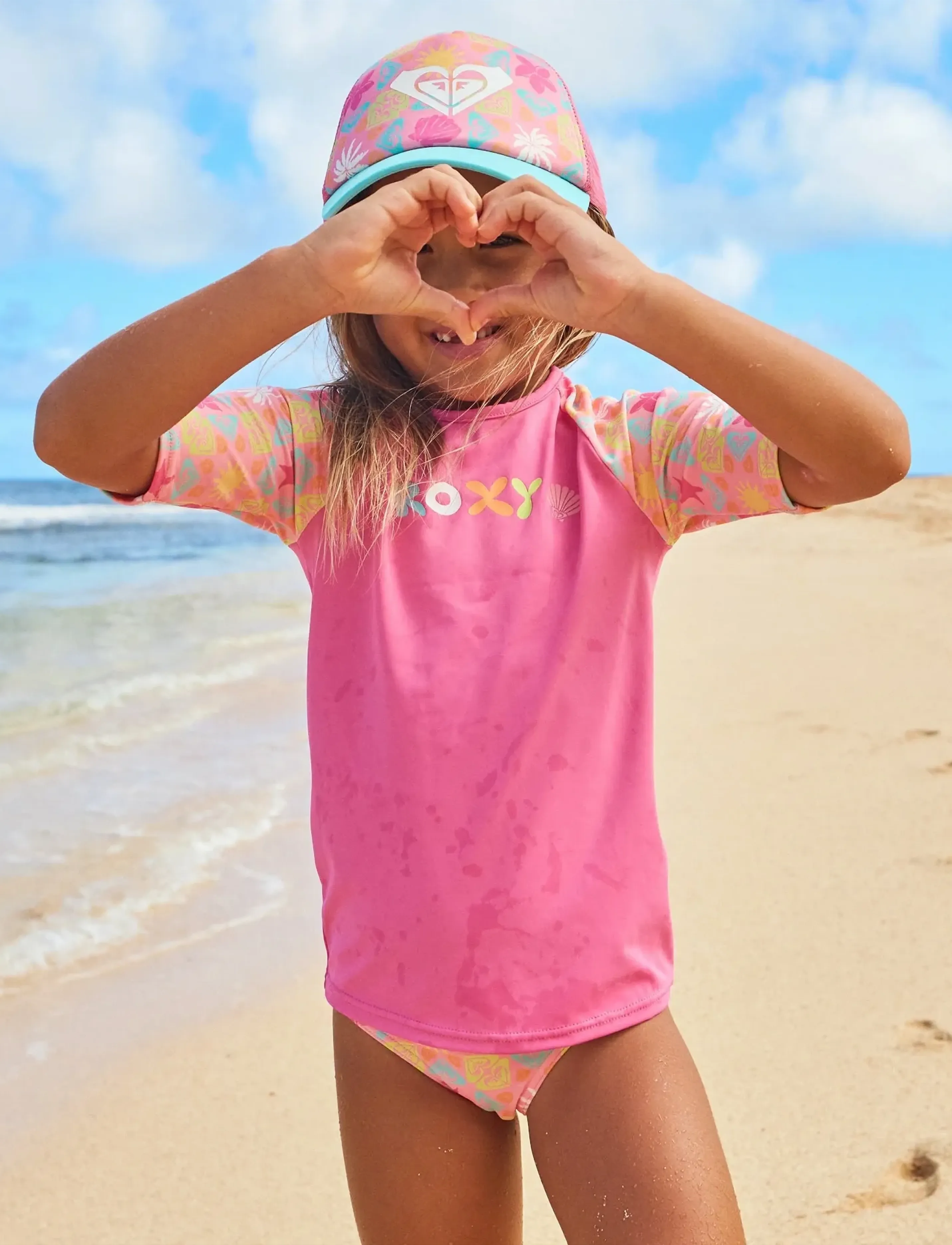 Roxy CHECK TW SS LYCRA SET - Badeanzüge - PLUMERIA HIPPIE HOUR DIAGONAL / pink/rose