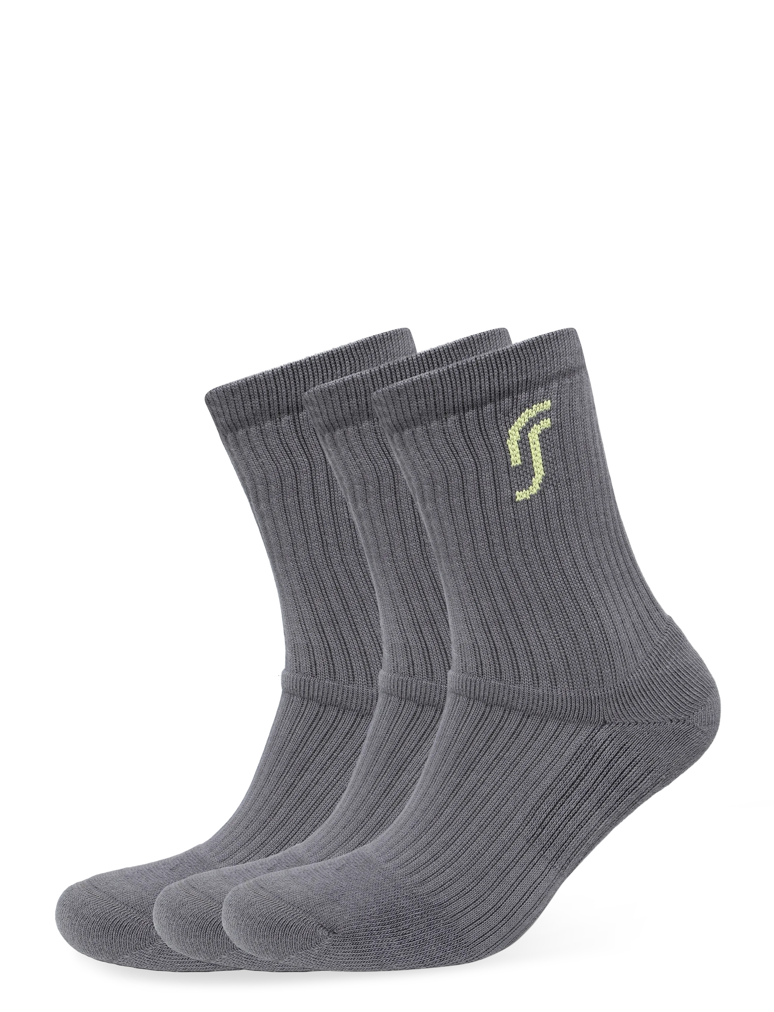RS Sports Cushioned Performance Socks - 3 pack (Deep Grey/Ace Yellow,43-46,par) - Undertøj - DEEP GREY/ACE YELLOW / grey