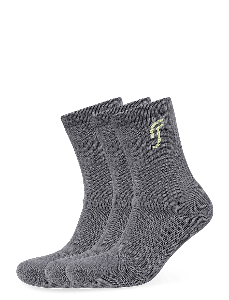 RS Sports - Cushioned Performance Socks - 3 pack (Deep Grey/Ace Yellow,43-46,par) - träningsstrumpor - deep grey/ace yellow - 0