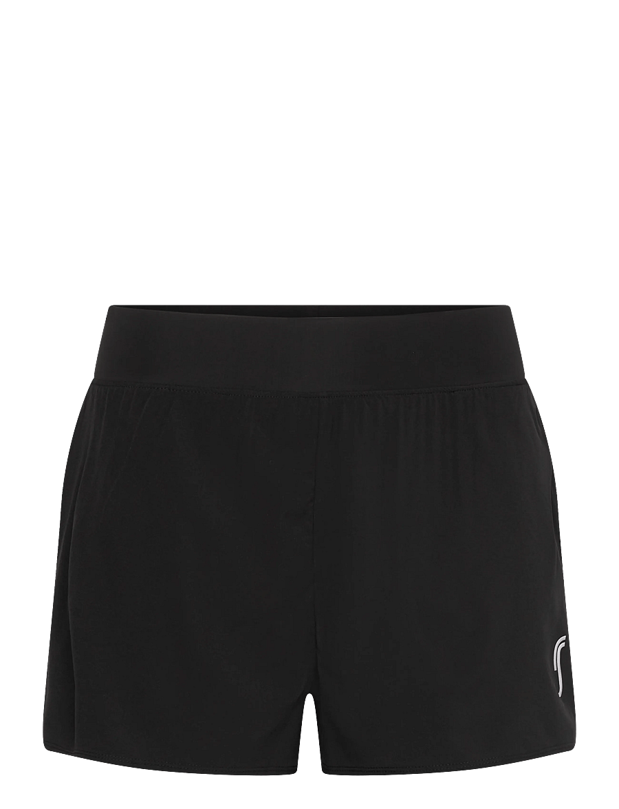 RS Sports - Women's Performance Court Shorts - 2 in 1 with Ball Pockets (Black/White,L,st) - chaussures de course - black - 0