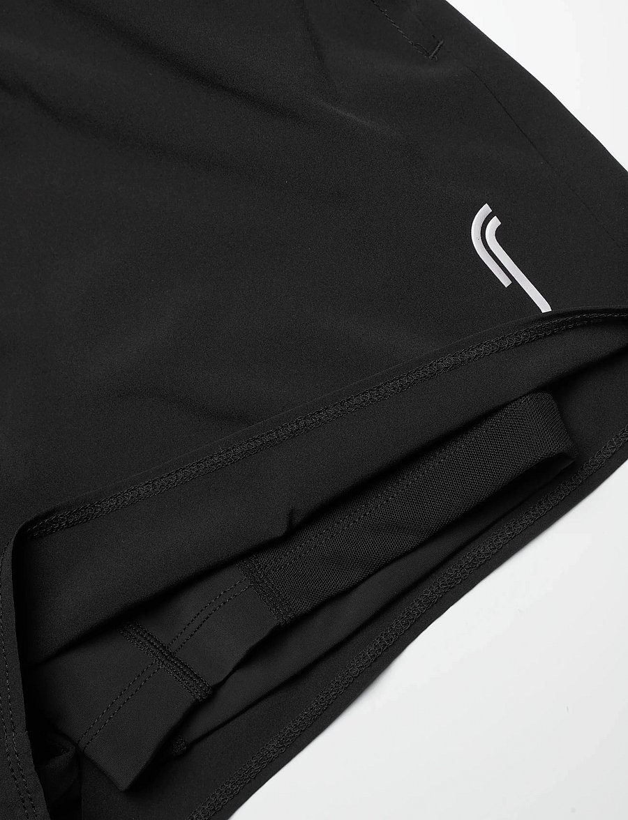 RS Sports - Women's Performance Court Shorts - 2 in 1 with Ball Pockets (Black/White,L,st) - chaussures de course - black - 3