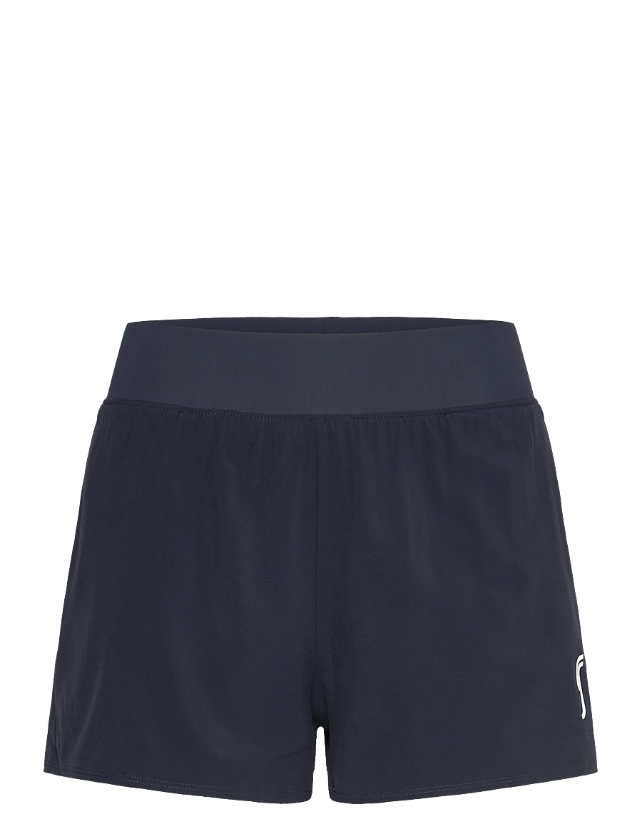 RS Sports - Women's Performance Court Shorts - 2 in 1 with Ball Pockets (Black/White,L,st) - træningsshorts - navy - 0