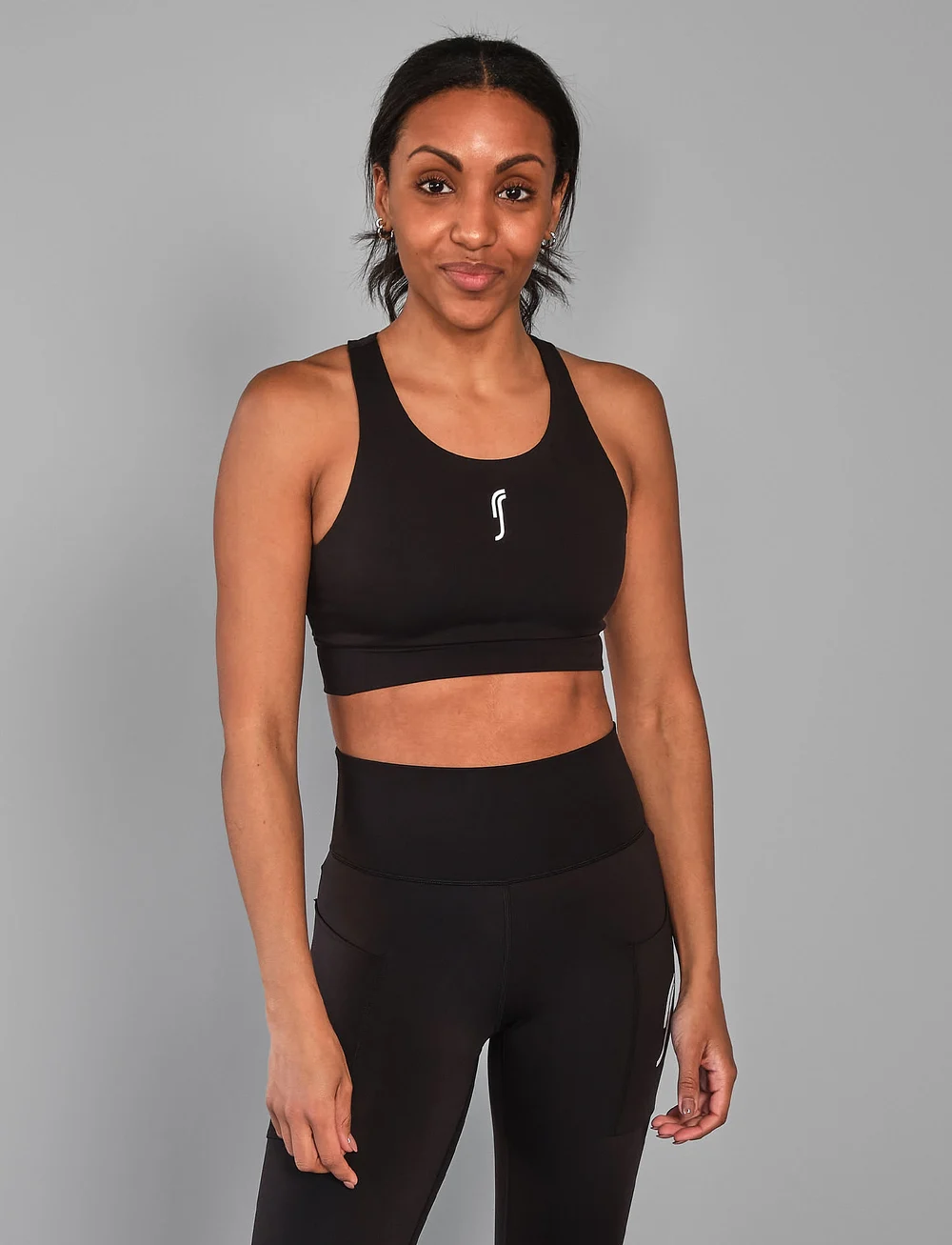 RS Sports - Women's Stretch Tech Sports Bra Logo - sports-bh'er - black - 0