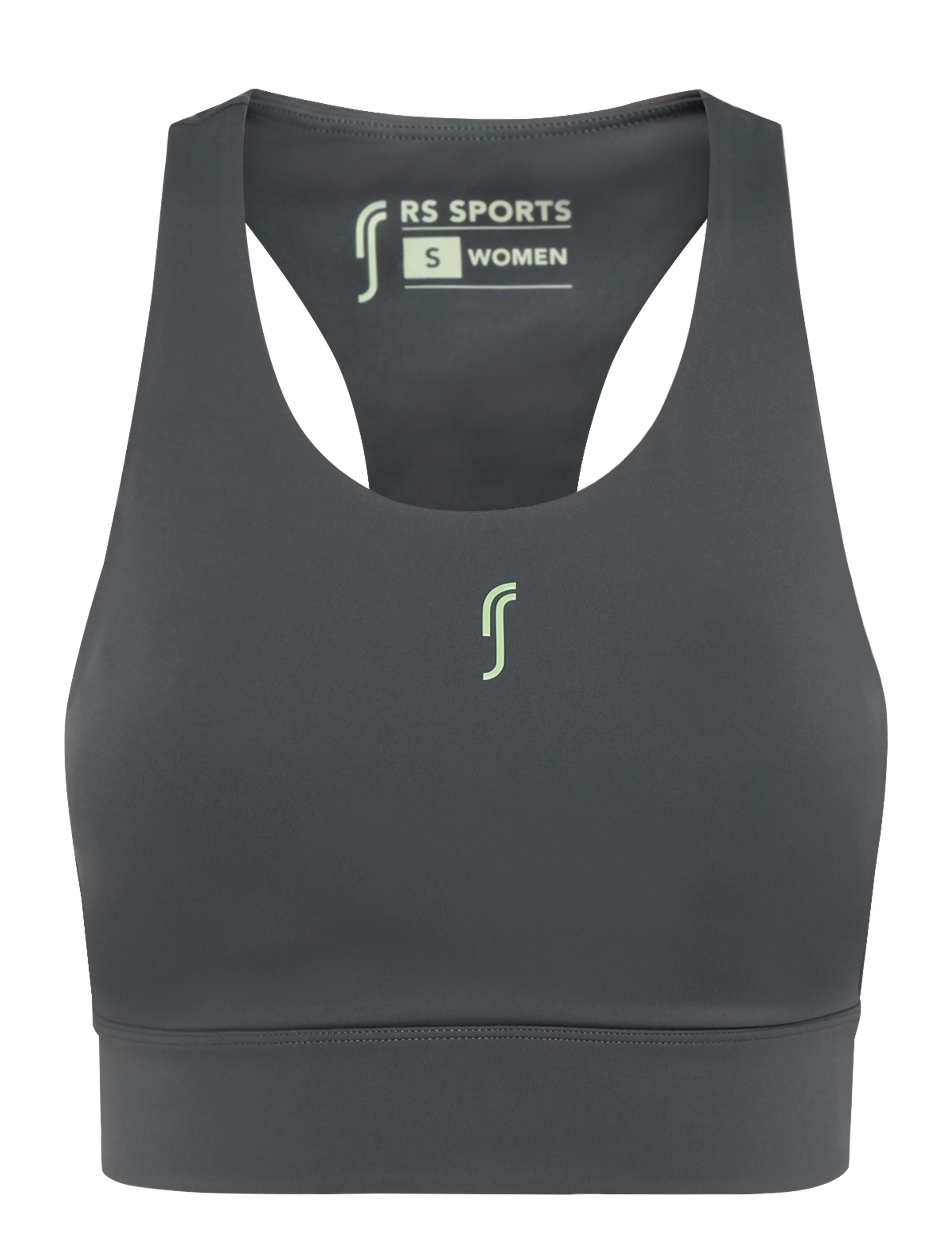 RS Sports Women's Stretch Tech Sports Bra Logo (Deep Grey/Ace Yellow,XL,st) - Lingerie - DEEP GREY/ACE YELLOW / grey