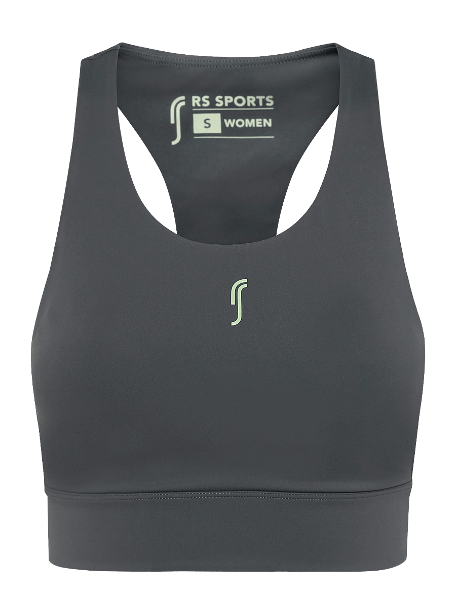 RS Sports - Women's Stretch Tech Sports Bra Logo (Deep Grey/Ace Yellow,XL,st) - sport-bhs - deep grey/ace yellow - 0