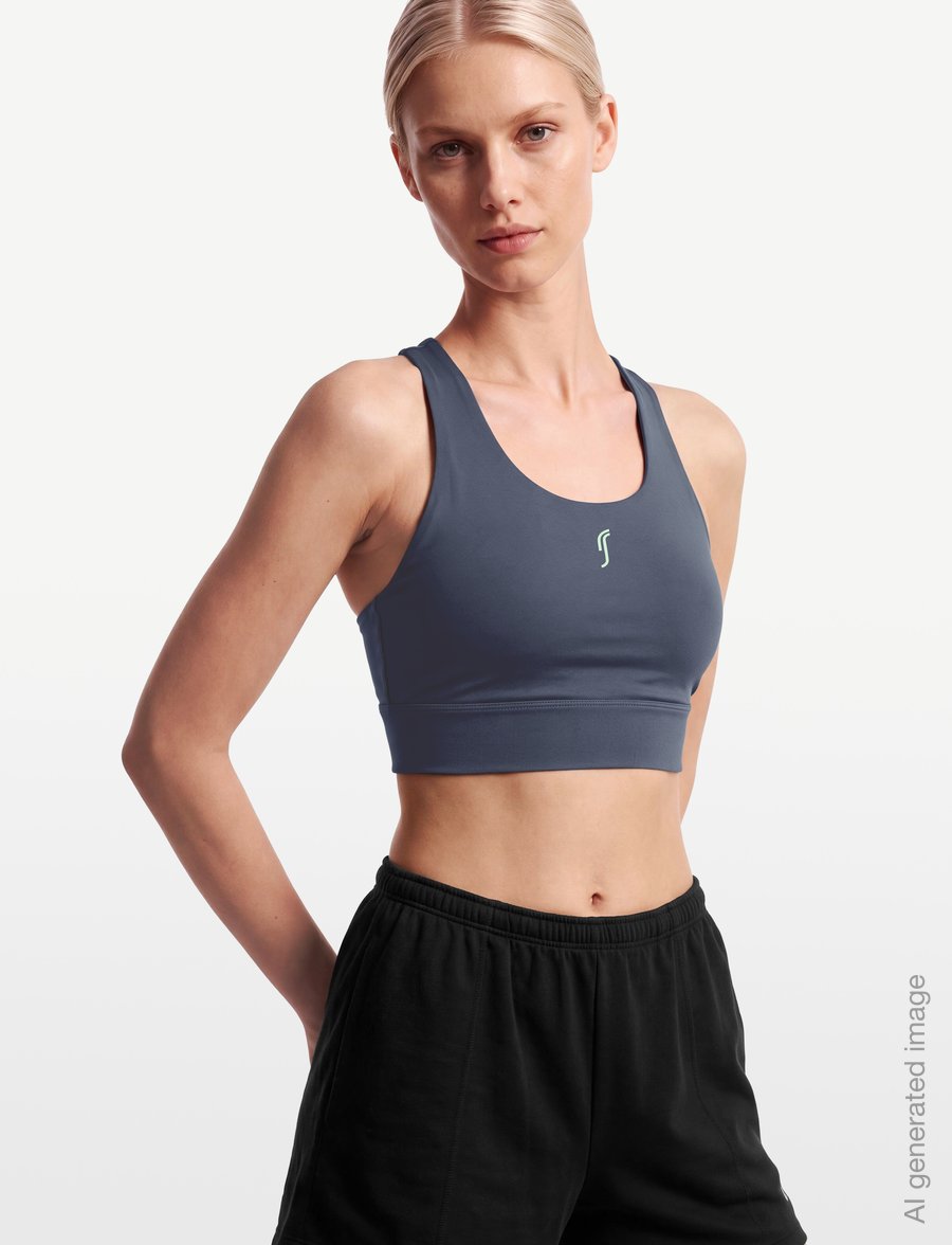 RS Sports - Women's Stretch Tech Sports Bra Logo (Deep Grey/Ace Yellow,XL,st) - spordi-rinnahoidjad - deep grey/ace yellow - 3