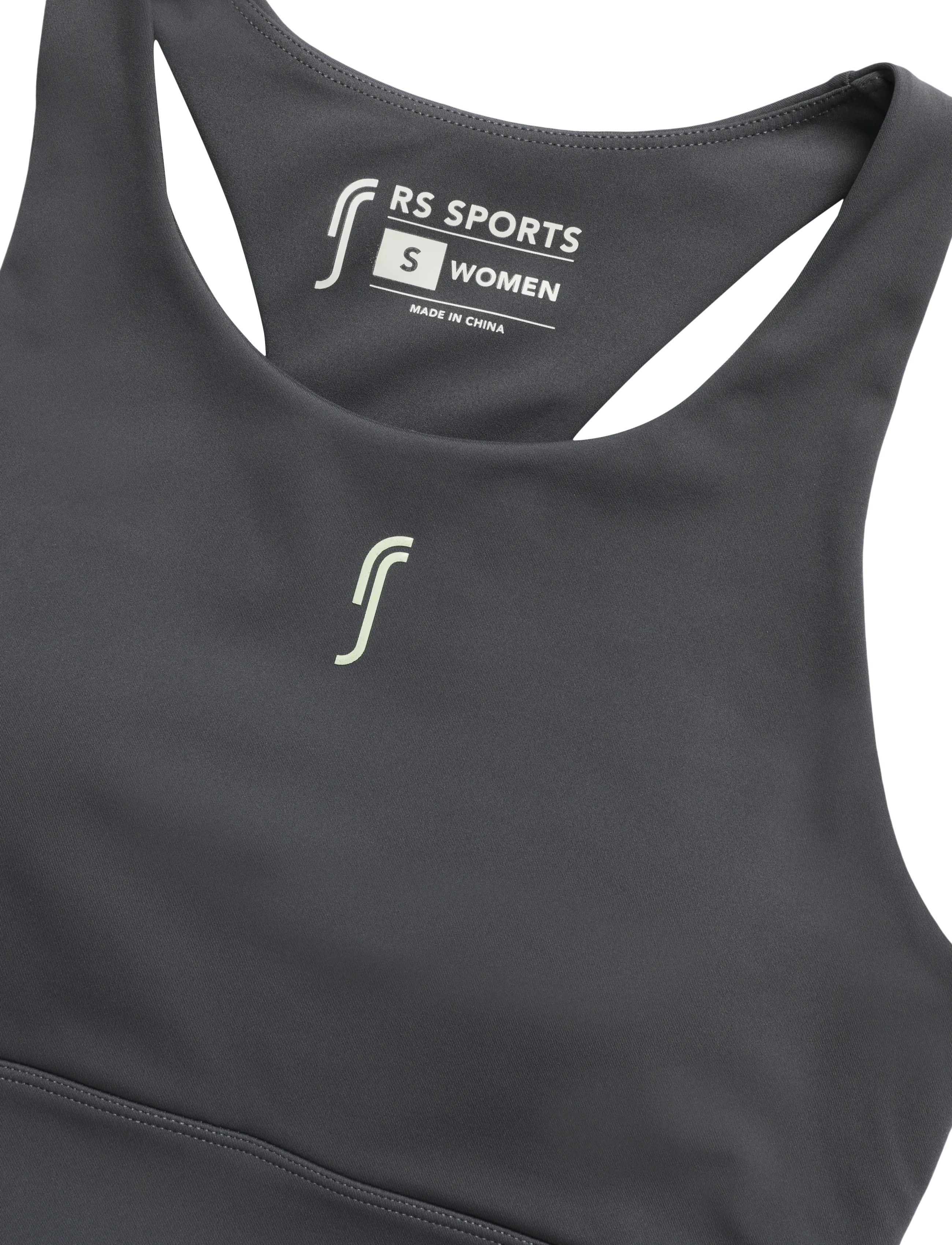 RS Sports - Women's Stretch Tech Sports Bra Logo (Deep Grey/Ace Yellow,XL,st) - deep grey/ace yellow - 2