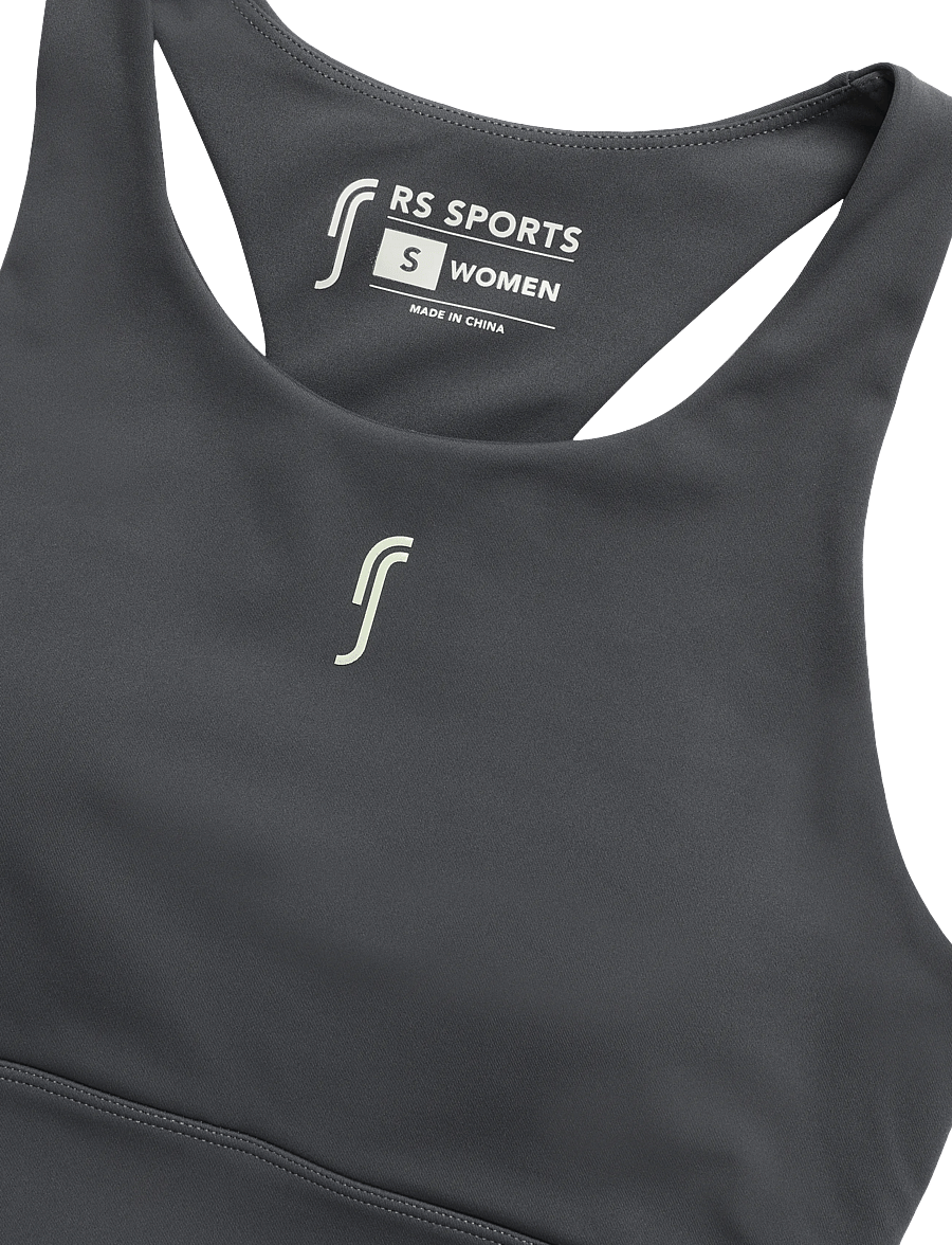 RS Sports - Women's Stretch Tech Sports Bra Logo (Deep Grey/Ace Yellow,XL,st) - sport-bhs - deep grey/ace yellow - 2