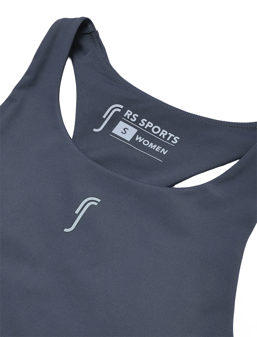 RS Sports - Women's Stretch Tech Sports Bra Logo (Deep Grey/Ace Yellow,XL,st) - sport-bhs - deep grey/ace yellow - 2