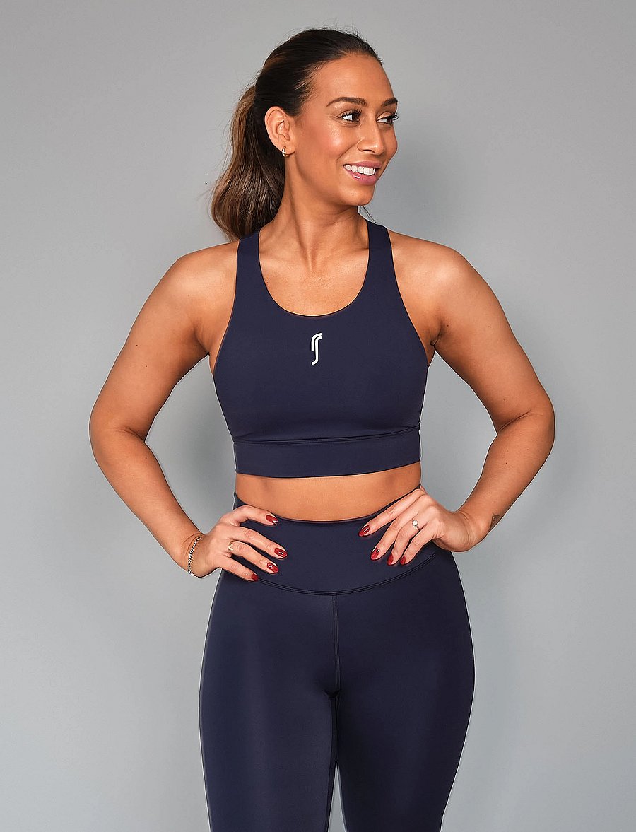 RS Sports - Women's Stretch Tech Sports Bra Logo - sport-bhs - navy - 0