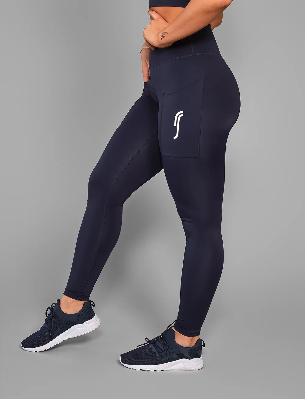 RS Sports - Women's Stretch tech side pocket tights - træningstights - navy - 0