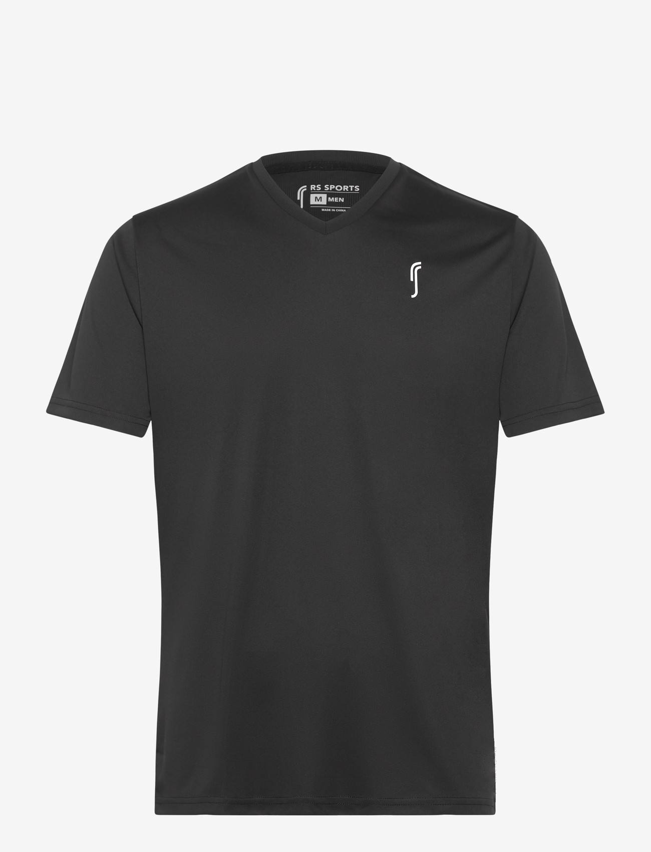 RS Sports - Men's Performance Tee - V neck - t-shirts - black/white - 0