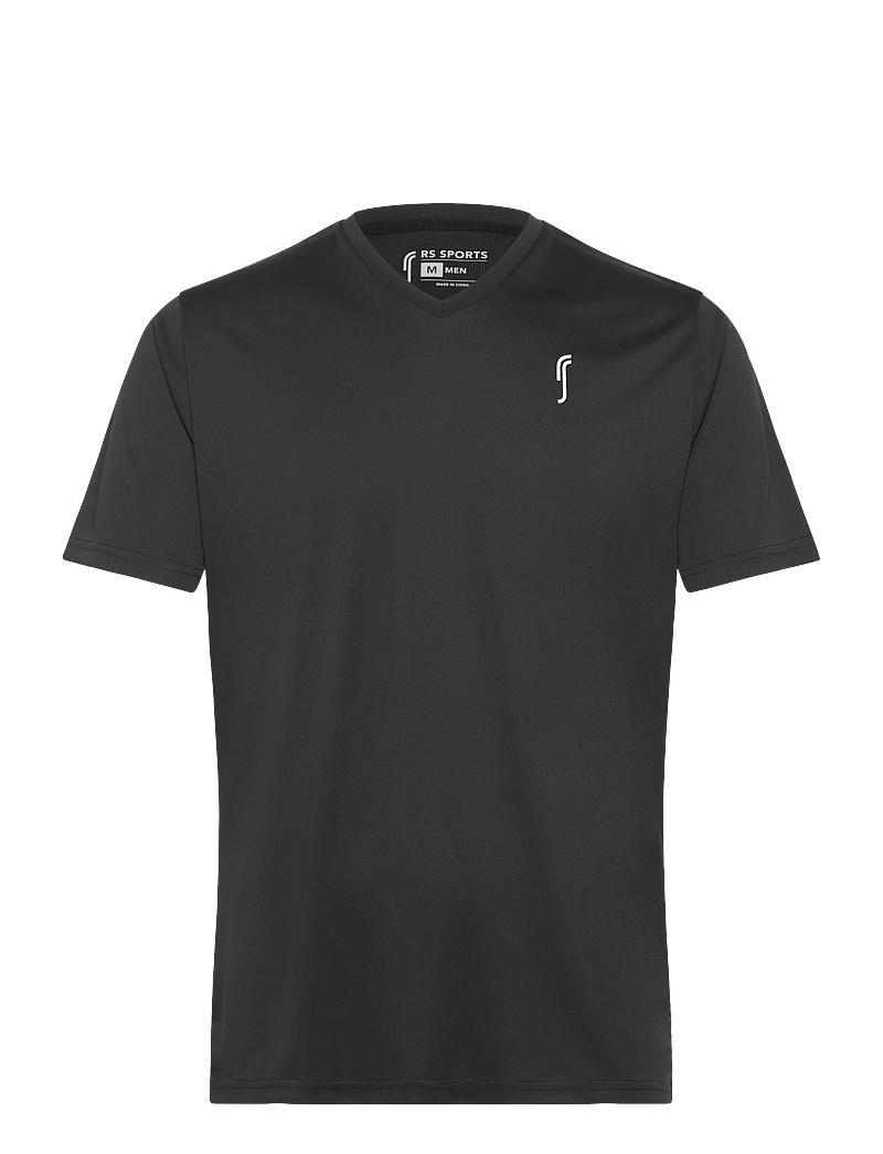 RS Sports - Men's Performance Tee - V neck - t-shirts - black/white - 0
