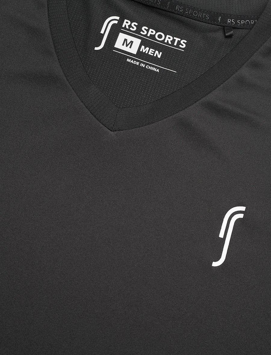 RS Sports - Men's Performance Tee - V neck - t-shirts - black/white - 2