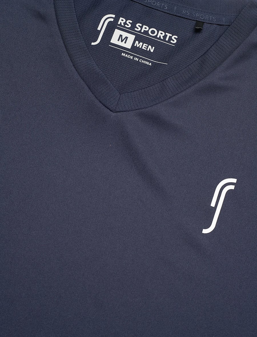 RS Sports - Men's Performance Tee - V neck - t-shirts - navy/white - 2
